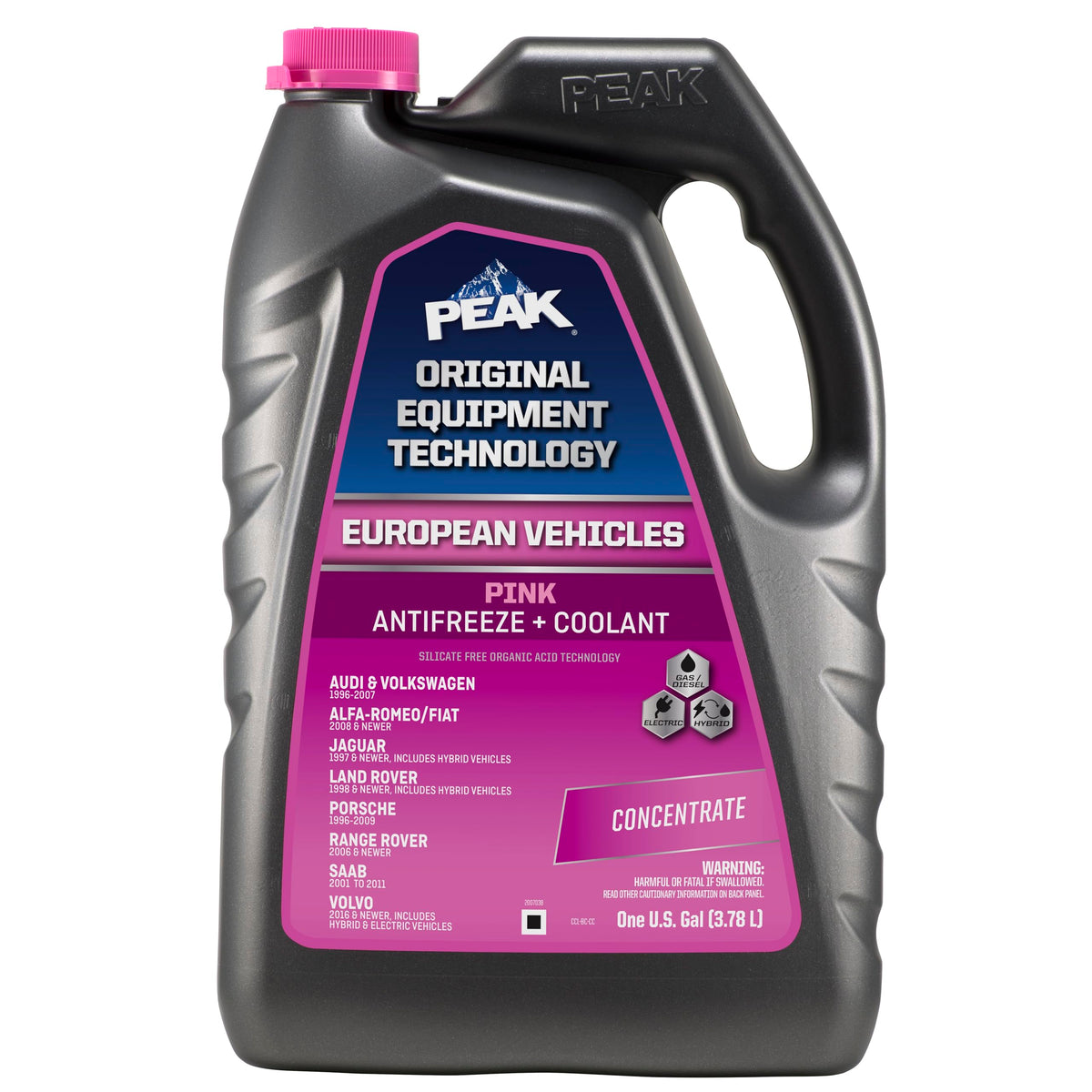 Peak Oet Extended Life Pink Concentrate Antifreeze/Coolant For European Vehicles, 1 Gal.