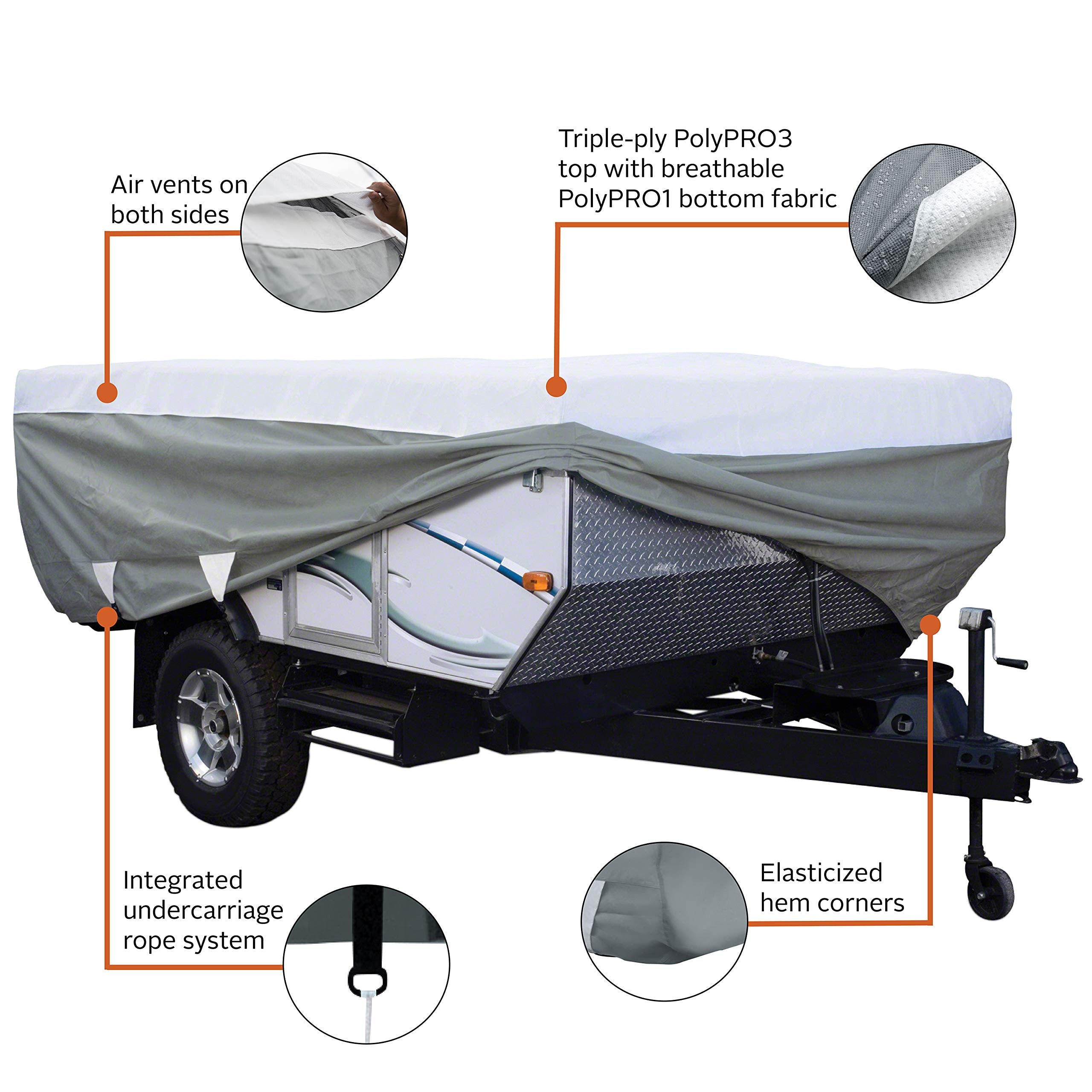 Classic Accessories Over Drive Polypro3 Folding Camping Trailer Cover, Fits 18'-20'L, Rv Cover, Camper Cover, Travel Trailer Cover