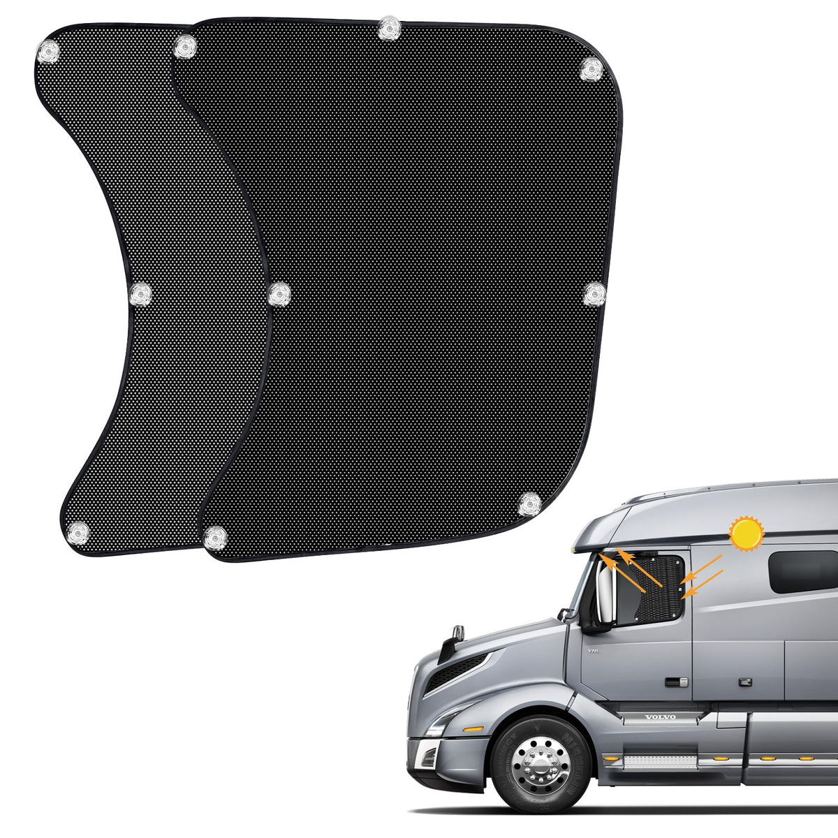2 Pack Semi Truck Window Shades - Side Window Sun Shade with Suction Cup - 23.6x21.6 Sun Shade for RV Truck - Glare Shield a