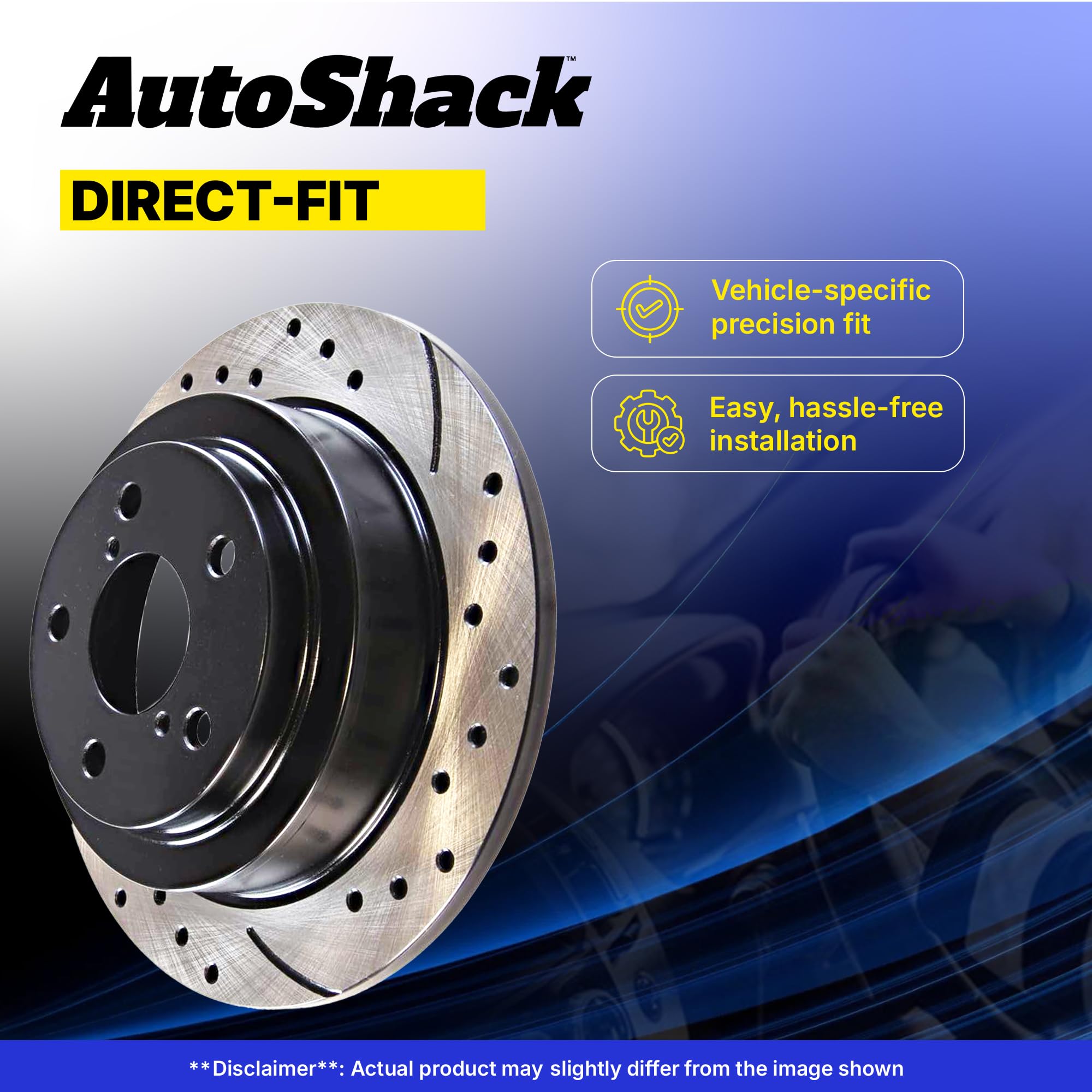 Autoshack Front And Rear Drilled Slotted Brake Rotors Black Set Of 4 Replacement For 2010-2015 Chevrolet Camaro 3.6L V6 Rwd Pr65
