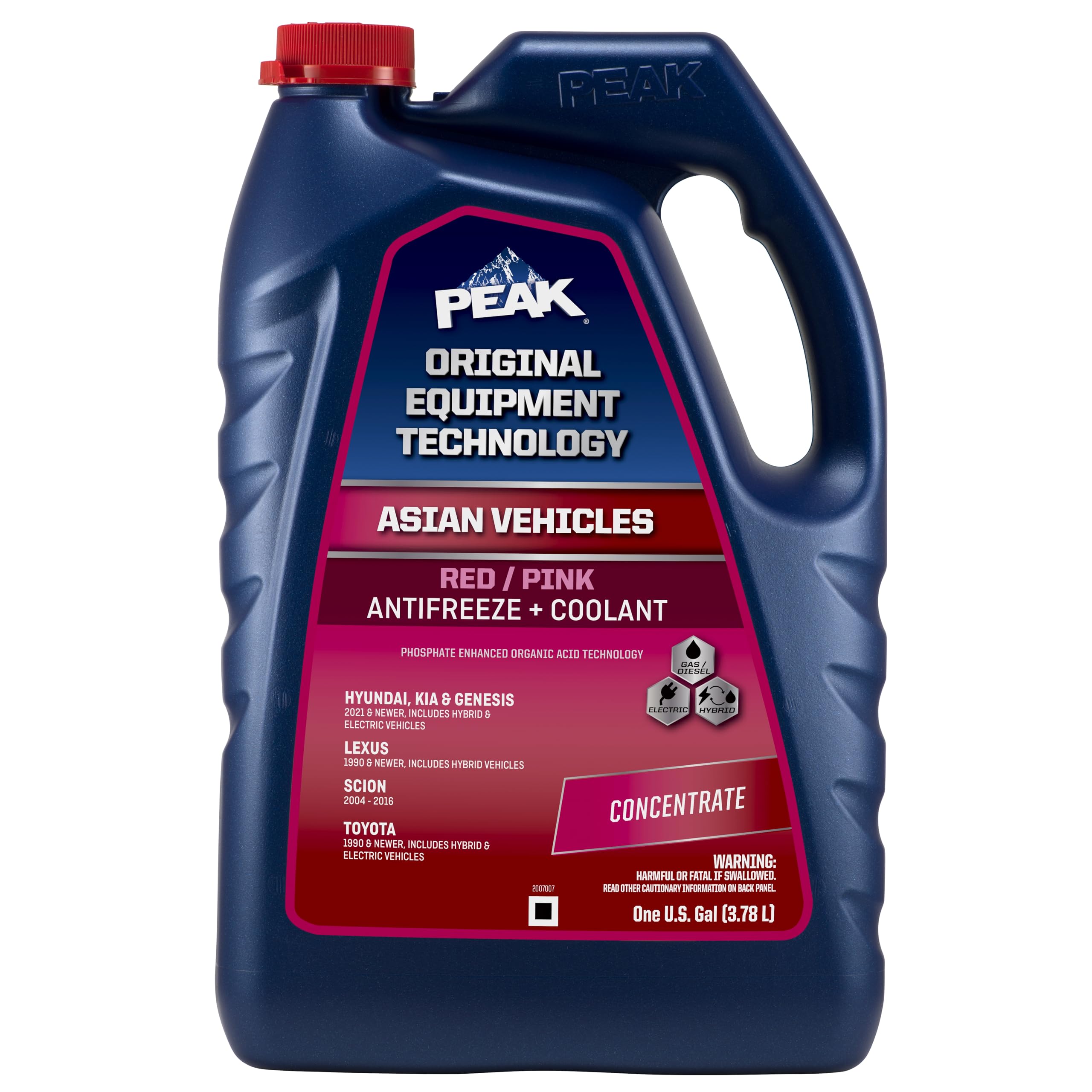 Peak Oet Extended Life Red/Pink Concentrate Antifreeze/Coolant For Asian Vehicles, 1 Gal.