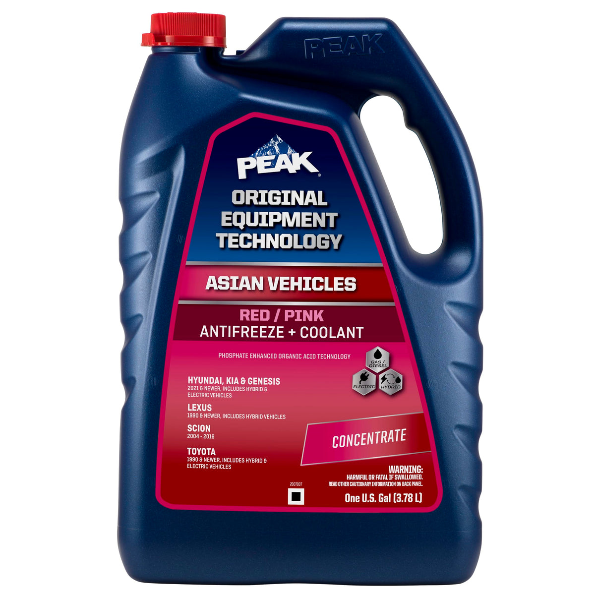 Peak Oet Extended Life Red/Pink Concentrate Antifreeze/Coolant For Asian Vehicles, 1 Gal.