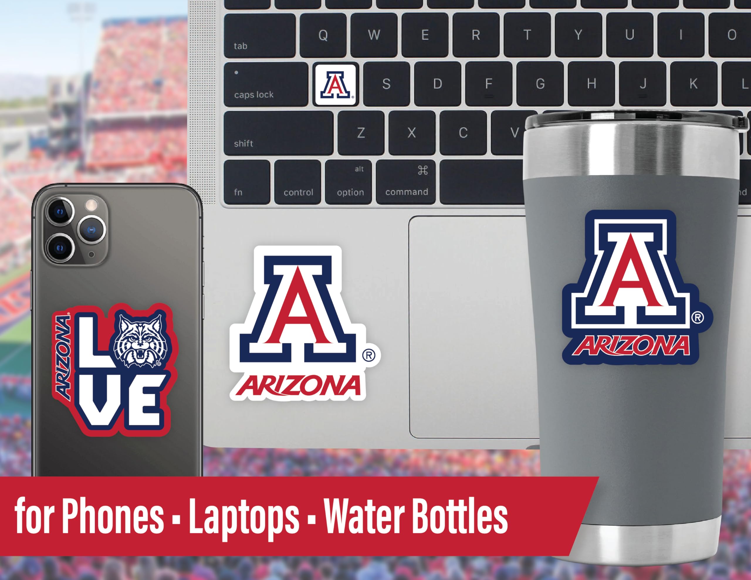 Arizona Wildcats Stickers (14 Piece) University Of Arizona Gifts For Men Football Fans For Car Laptop Water Bottle + 2 Large Ari
