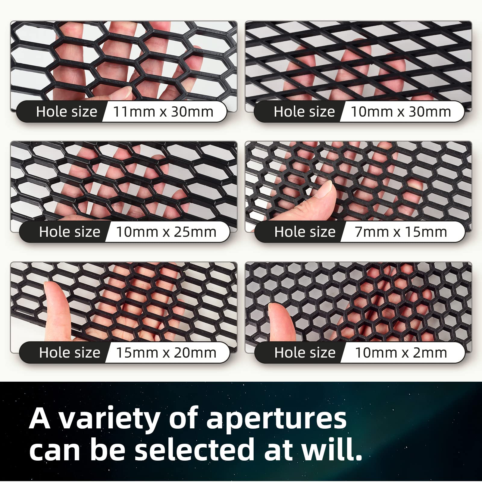 Aggauto 47''X16'' Abs Plastic Universal Car Grill Mesh, Automotive Grille Insert Bumper Honeycomb Hole Grids Black