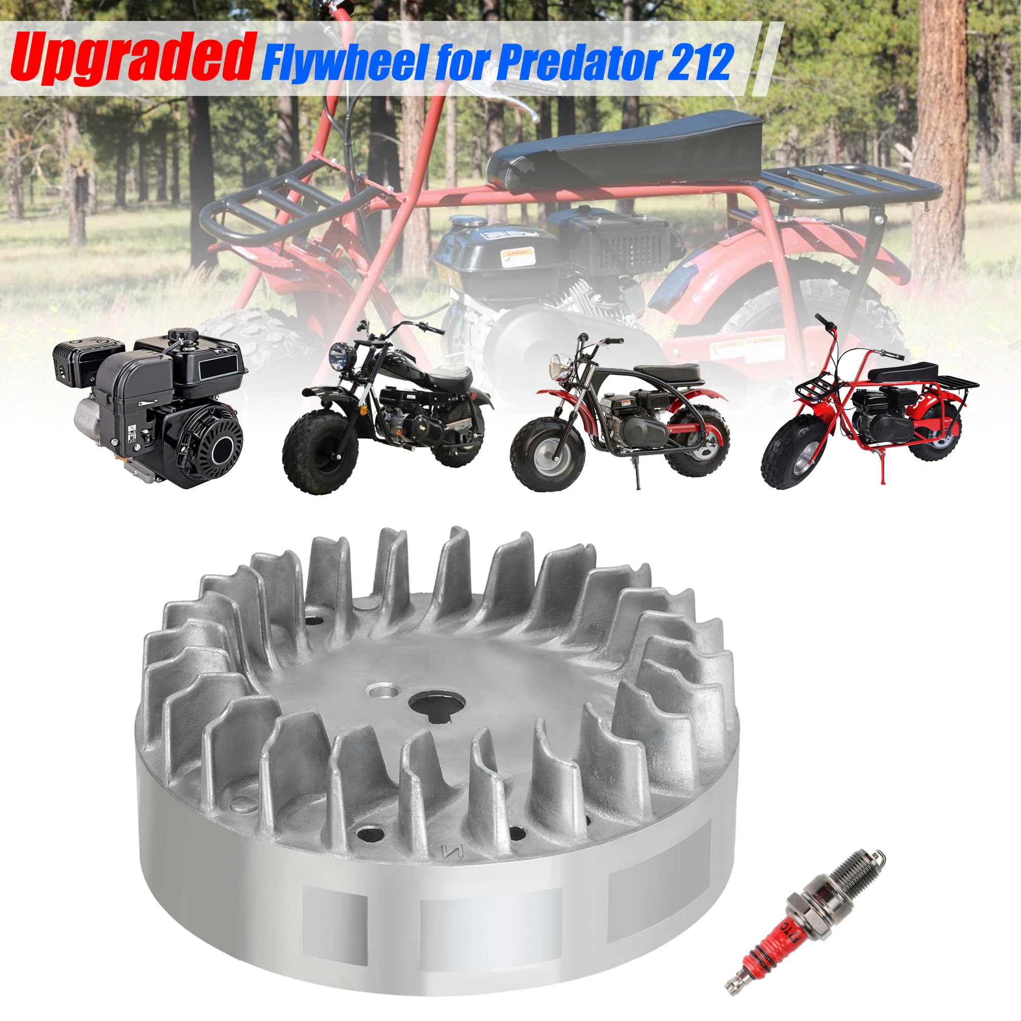 Yoxufa Aluminum Flywheel 10Krpm For Non Hemi Predator 212Cc 224Cc 196Cc 200Cc 208Cc Coleman Ct200U Bt200X Massimo Warrior Mb200