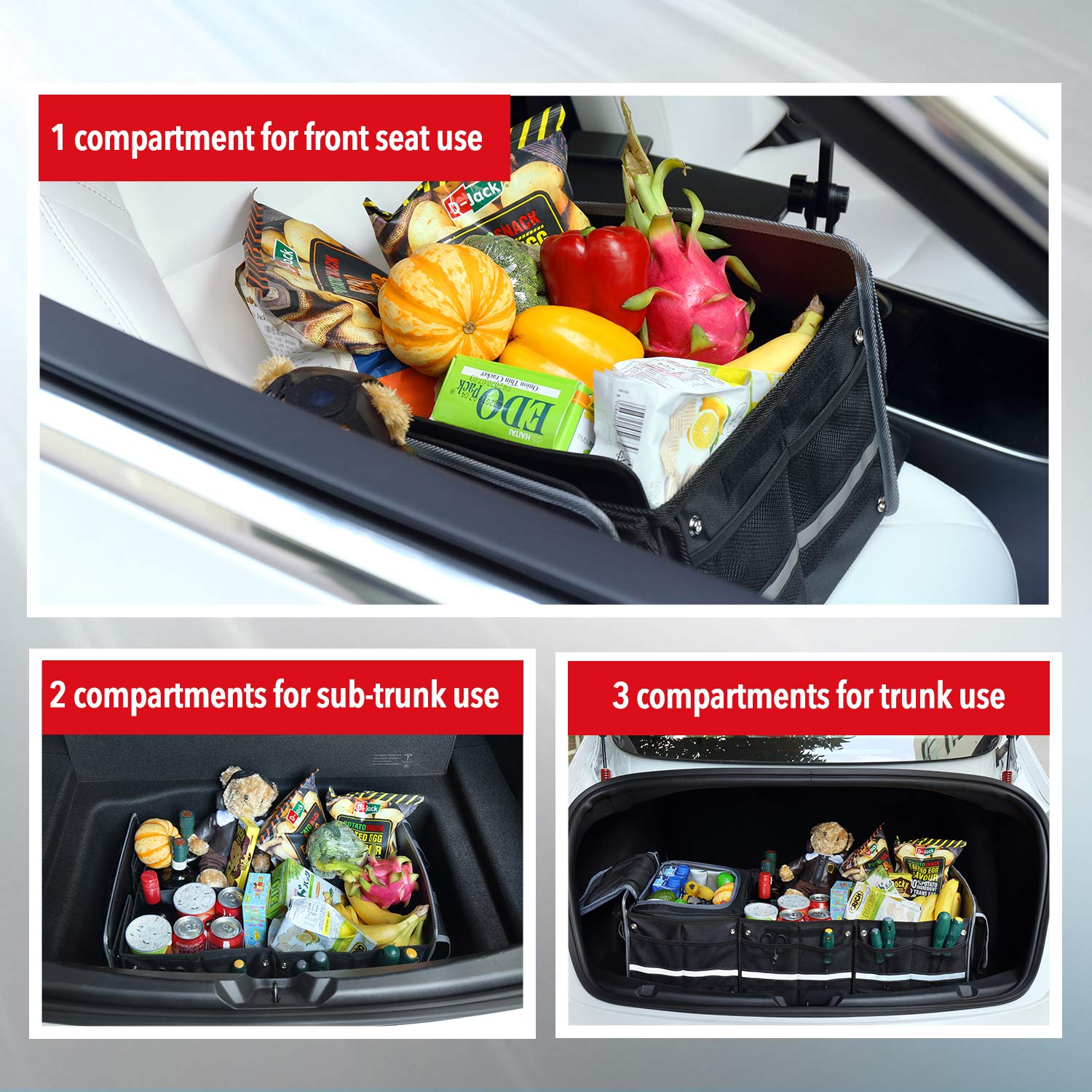 Farasla Waterproof Trunk Organizer with Insulated Cooler Bag, 4-in-1, Black, Model Farasla02, Foldable, Adjustable Straps
