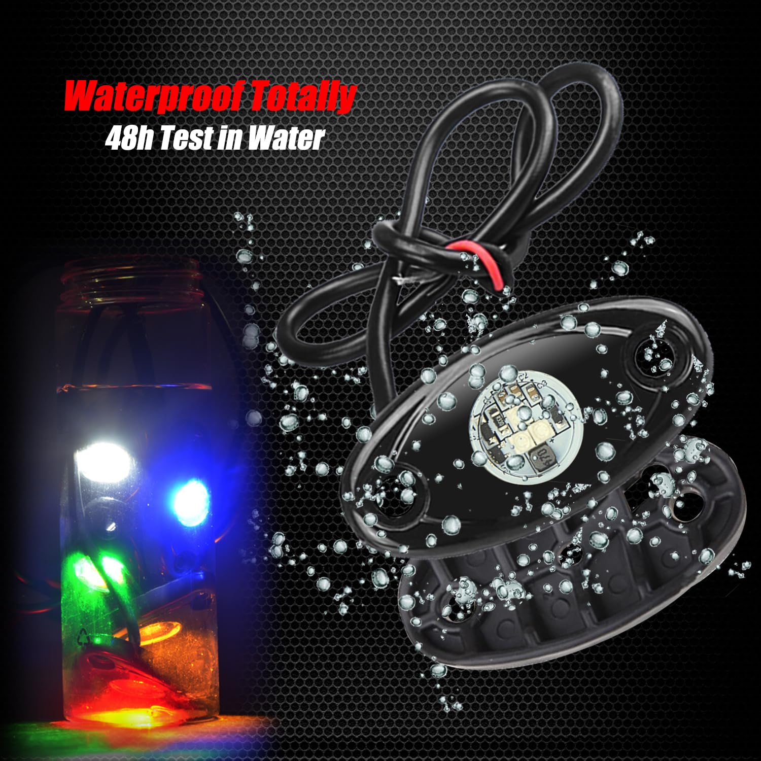 4 Pods Led Rock Lights, Ampper Waterproof Led Neon Underglow Light For Car Truck Atv Utv Suv Offroad Boat Underbody Glow Trail R