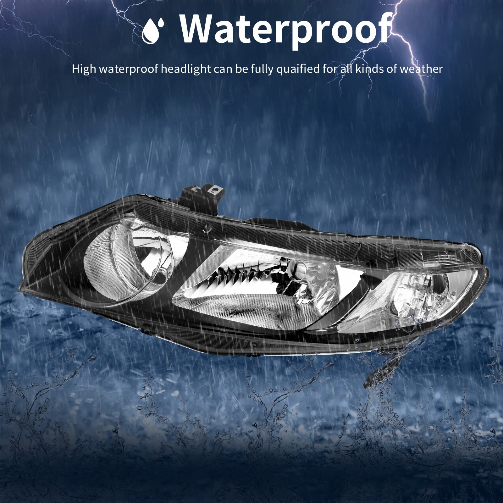 Autosaver88 Headlight Assembly Compatible With 2006 2007 2008 2009 2010 2011 Civic Sedan 4-Door Headlamp Clear Lens