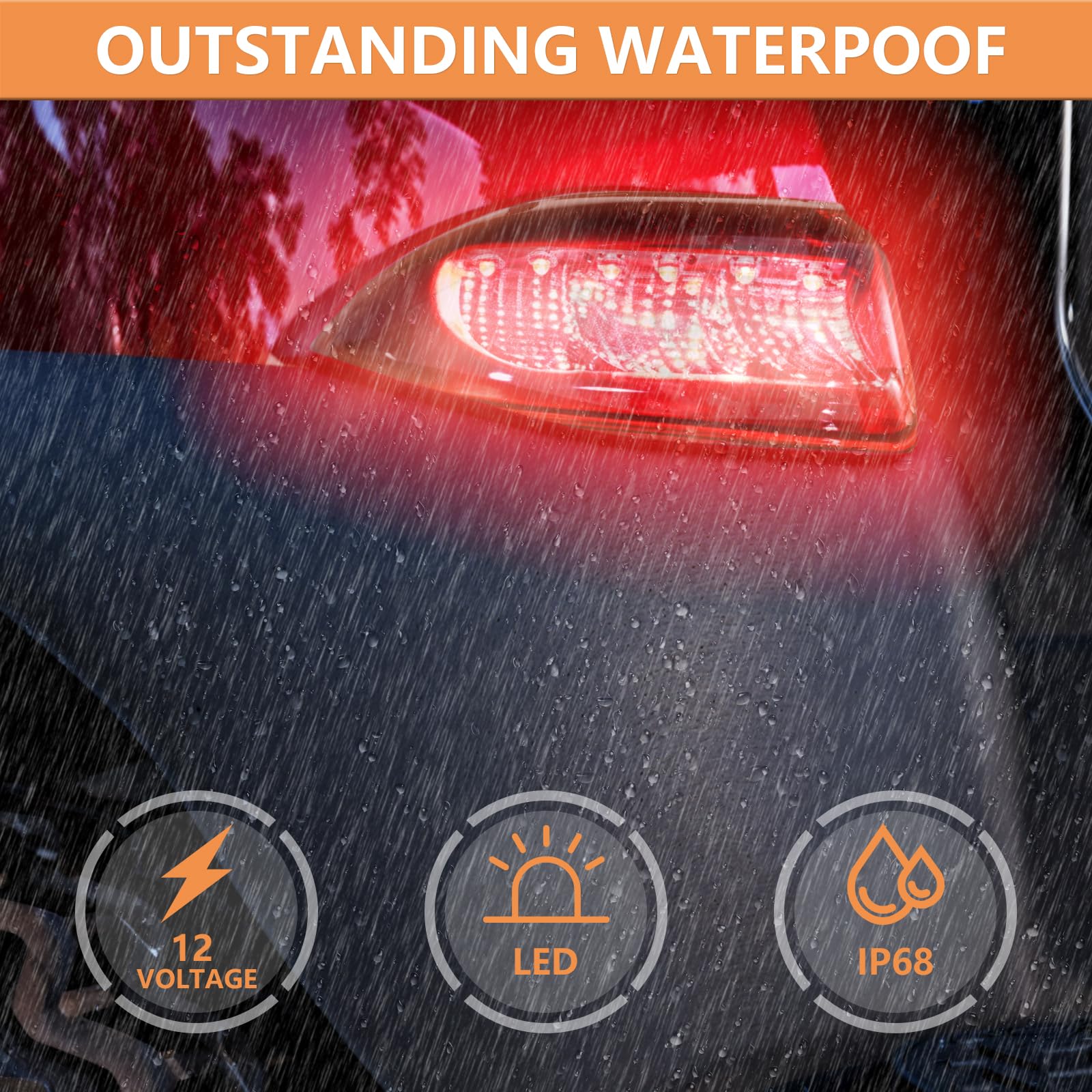 Drive-Up Golf Cart Led Taillight For Club Car Precedent 2004-Up And Tempo 2018-Up Models Replacements 12V 3 Wires Rear Light Kit