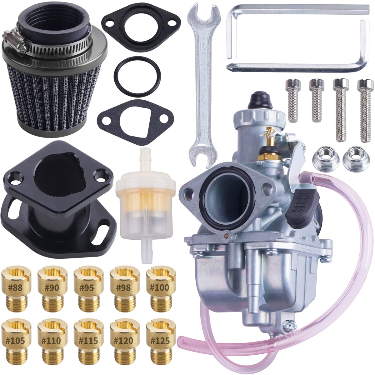 ORAEVY VM22 26mm Carburetor Carb Kit fit for Performance Intake Pipe Mainfold 38mm Air Filter Fit For Predator 212cc GX160 Honda
