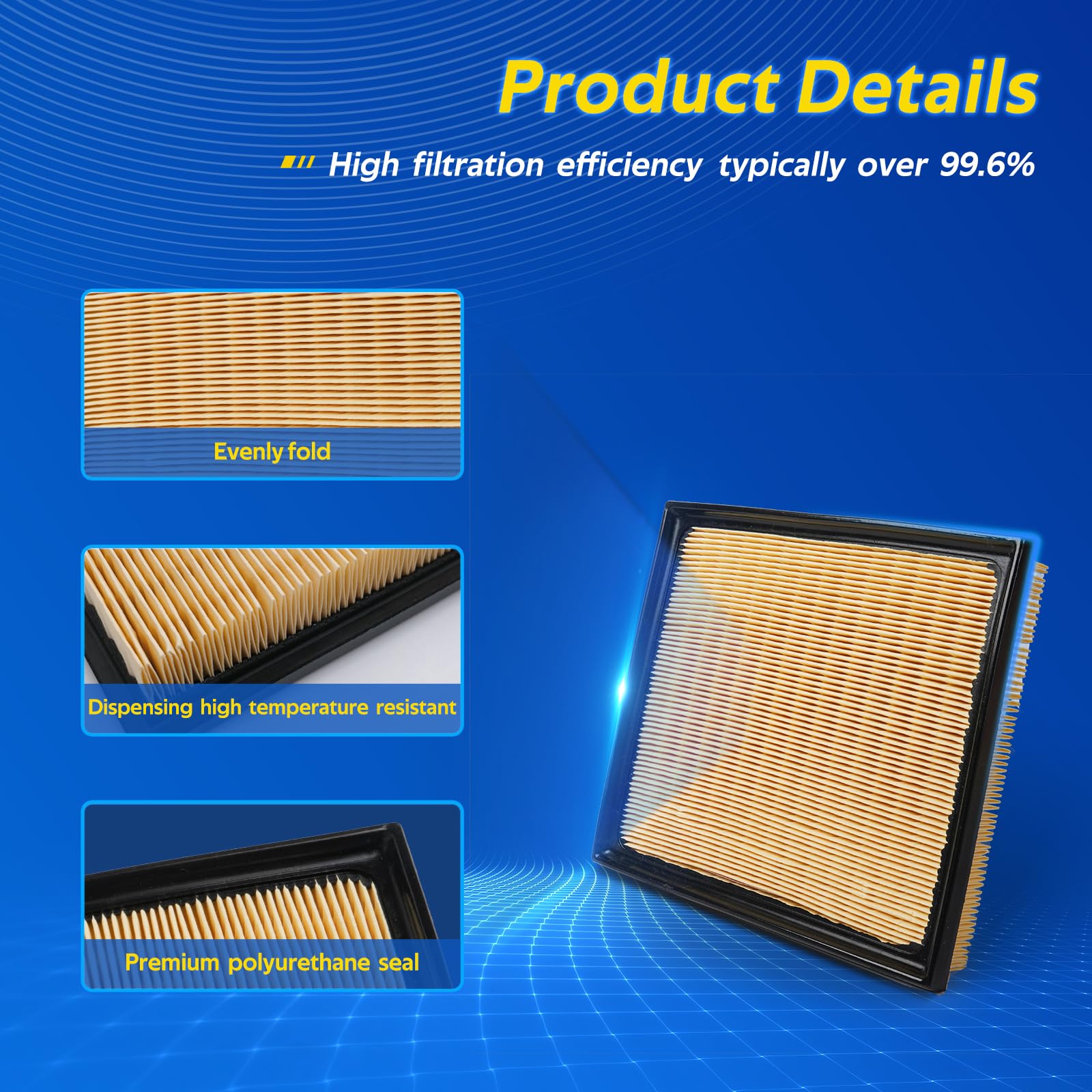 E-Longwell Engine Air Filter For Tundra 3.5L Turbo(2022-2023), Sequoia 3.5L Turbo(2023), Replacement For Ca12963, 17801-F4010, S