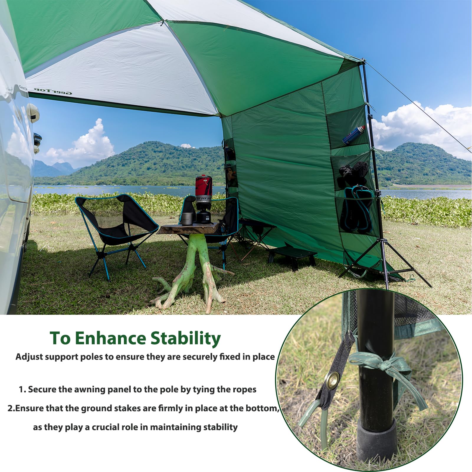 GEERTOP Lightweight Car Side Tent for SUV Camping Vehicle Awning Truck Canopy Car Tent for Van MPV RV Jeep Outdoor Travel