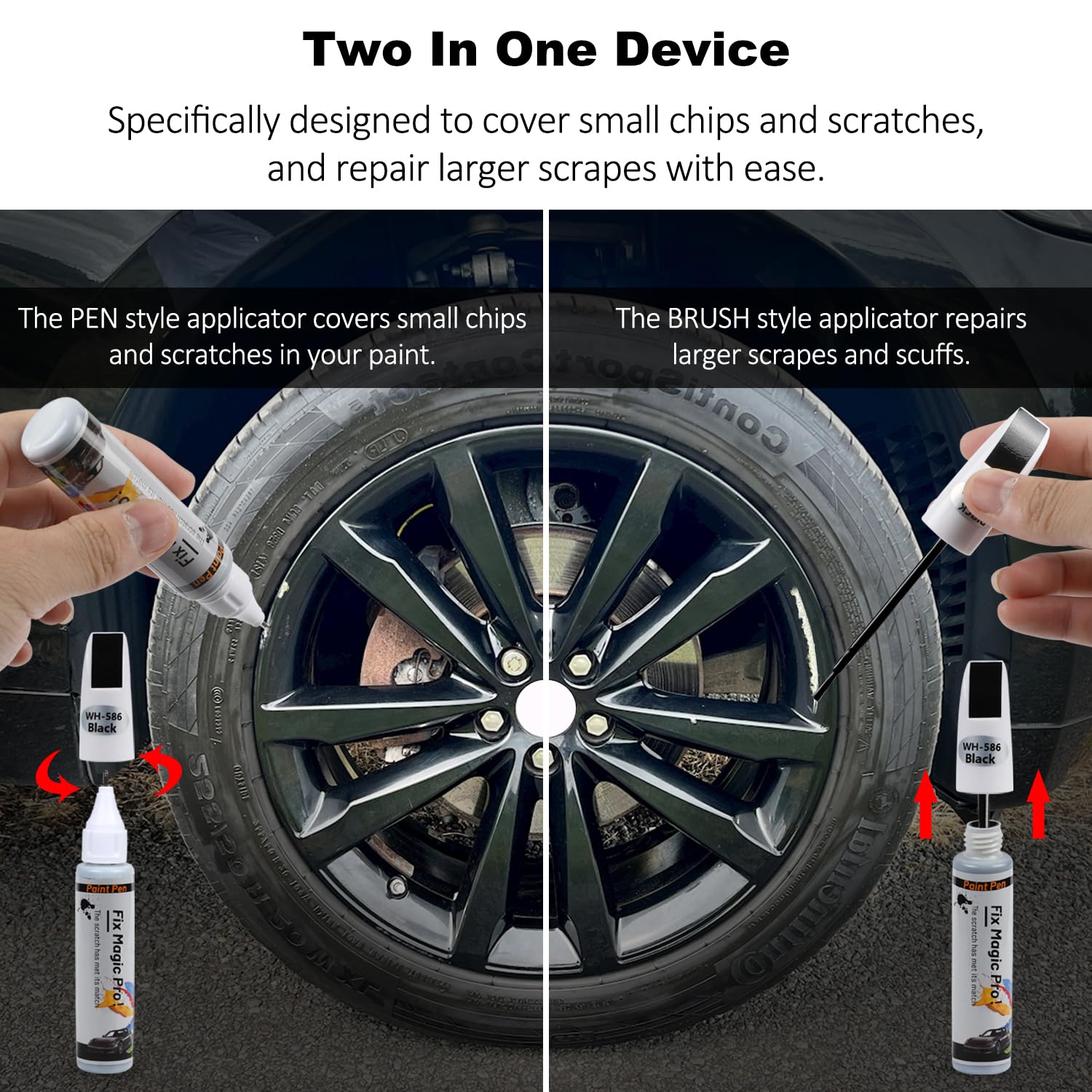 Ouzorp Car Wheel Scratch Repair Rim Touch Up Paint Rim Scratch Repair Pen Quick And Easy Wheel(Black