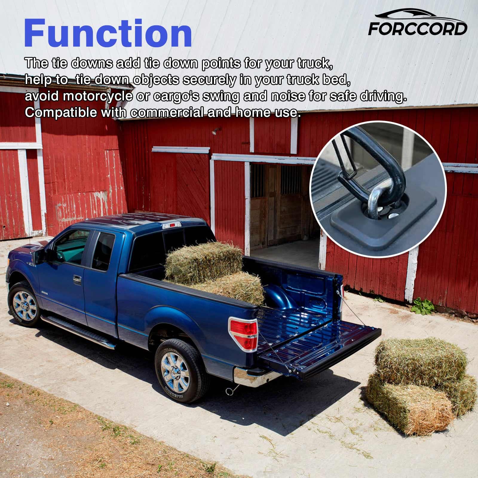 Forccord Custom Fit For Tie Down Anchors 1998-2016 Ford Super Duty 1998-2014 Ford F150 1999-2013 Chevrolet Silverado & Gmc Sierr