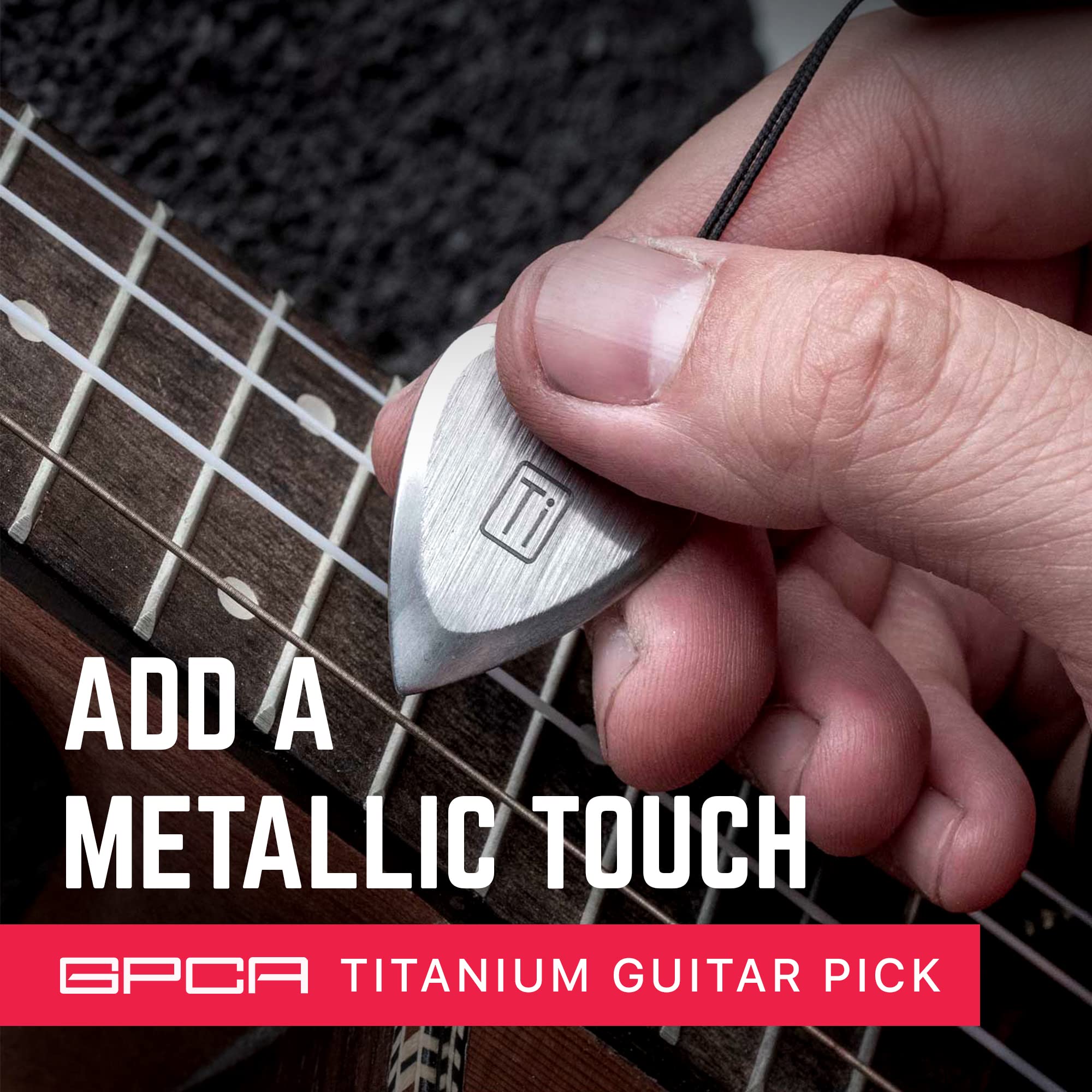 GPCA Titanium Guitar Pick - All-Around Pick for Guitar, Bass, Ukulele - Metallic, 1-Pack, G-pick, Must-Have Gift for Musicians
