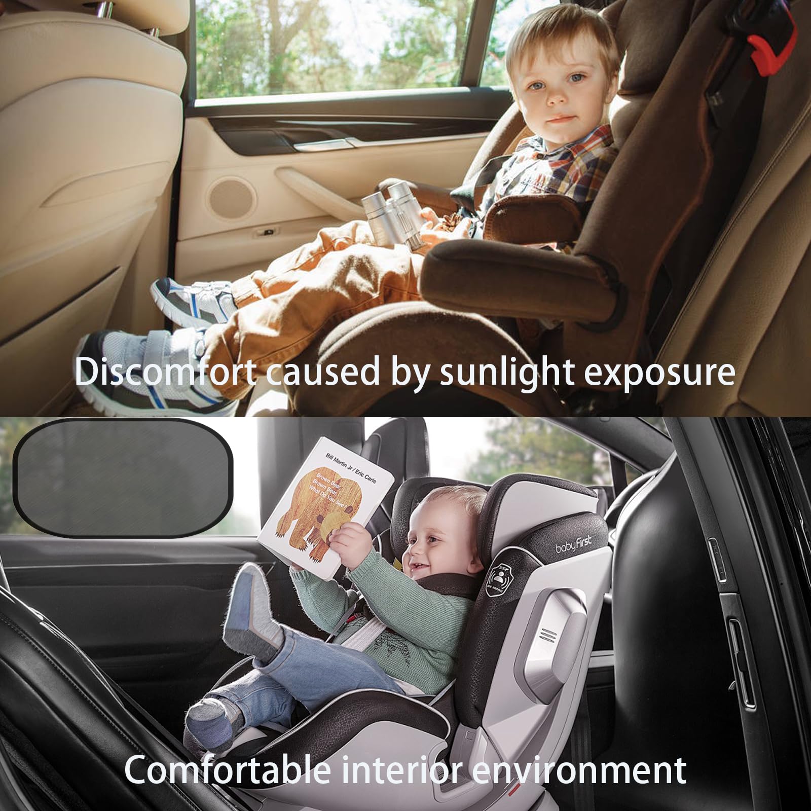 Auyneas Car Window Shades For Baby - 2 Pack Sun Shade For Car Window For Kids | Car Shades For Side Windows | Automotive Sun Pro