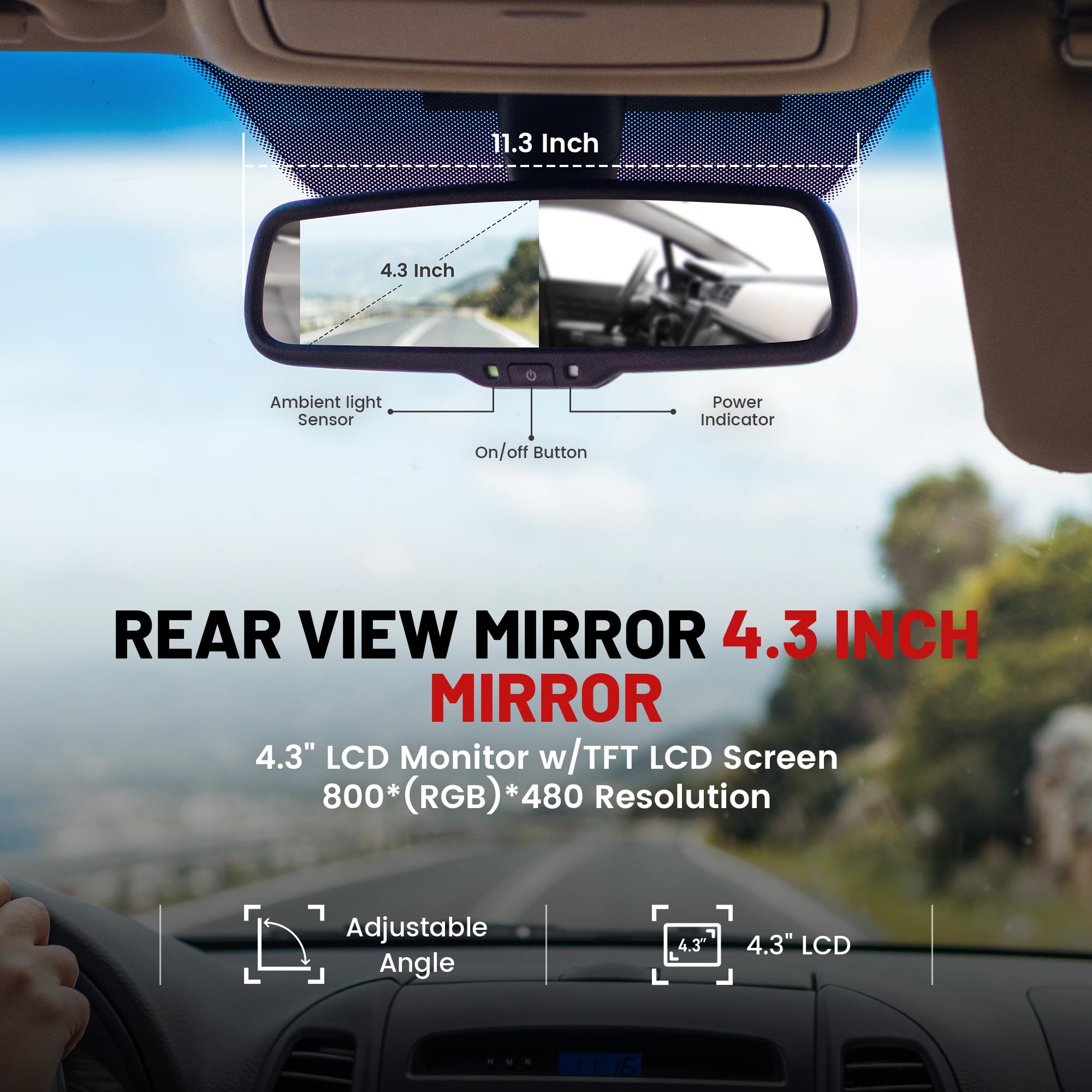Red Wolf Tailgate Backup Camera + 7'' Rear View Mirror Screen Monitor Fit For Ford 2004-2014 F150/ 2009-2016 F250/F350 Pickup Tr