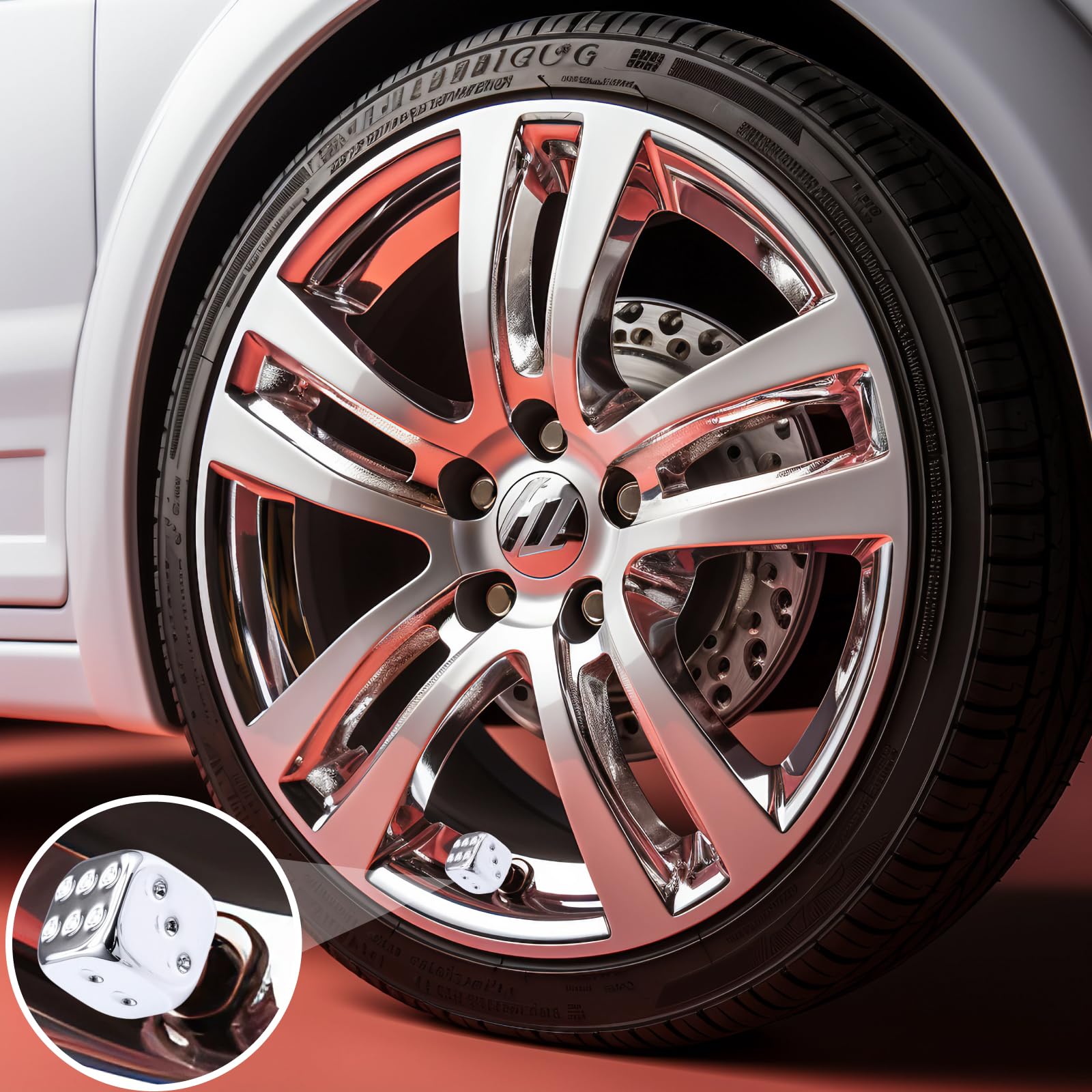 MEAJOO 6PCS Dice Tire Valve Stem Caps, Wheels Tire Air Caps with O Rubber Ring Accessories, Corrosion Resistant Leak-Proof, Univ