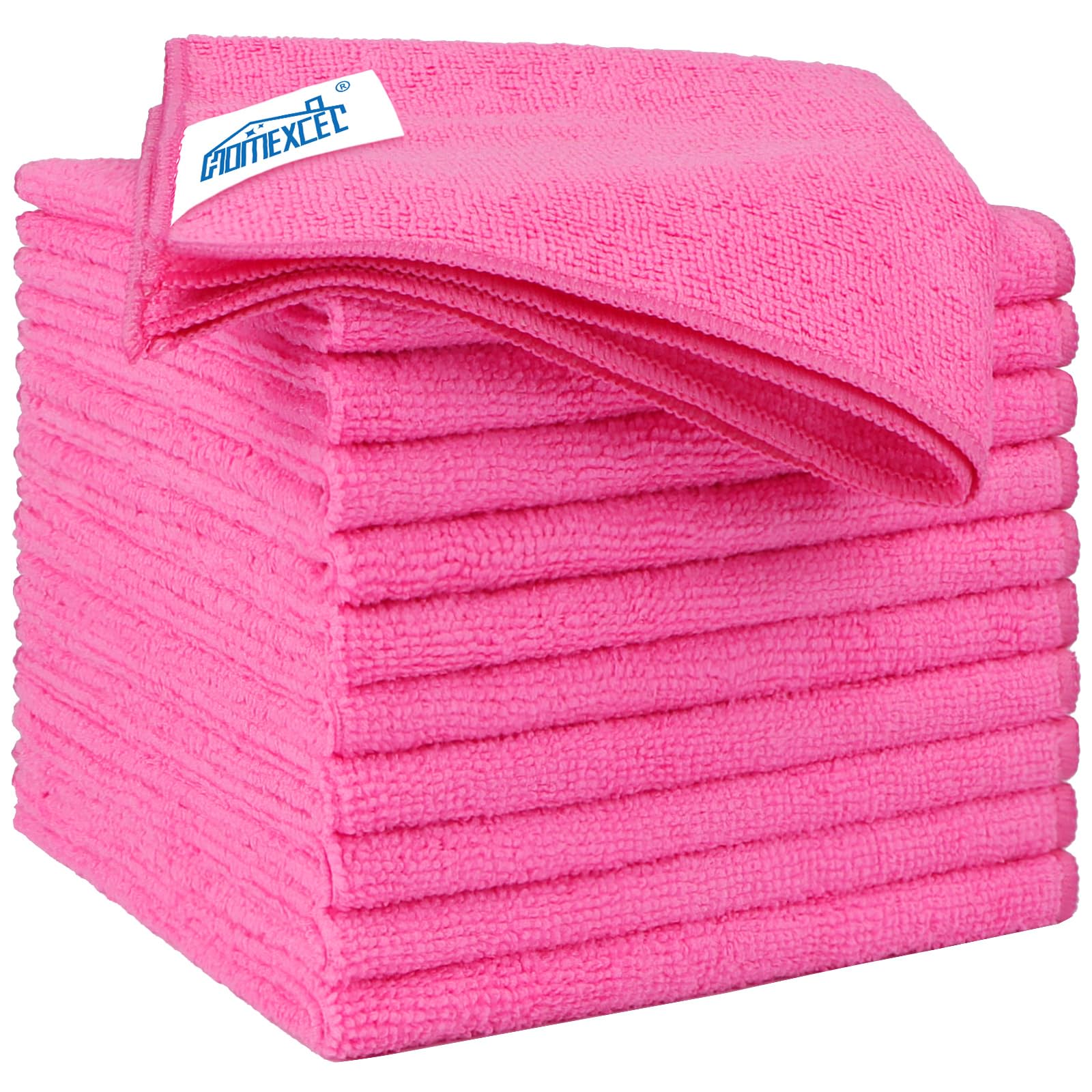Homexcel Pink Microfiber Cleaning Cloth 12 Pack, 12.5 X 12.5 Inch Microfiber Towels For Cars, Ultra Absorbent Car Washing Cloth,