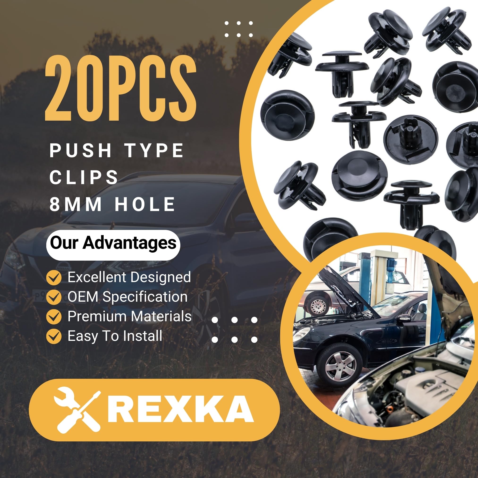 Rexka 20Pcs Fender Liner Splash Shield Bumper Retainer Clips Fastner 91512-Sx0-003 Fits Honda Acura Accord Civic Cr-Z Fit Insigh