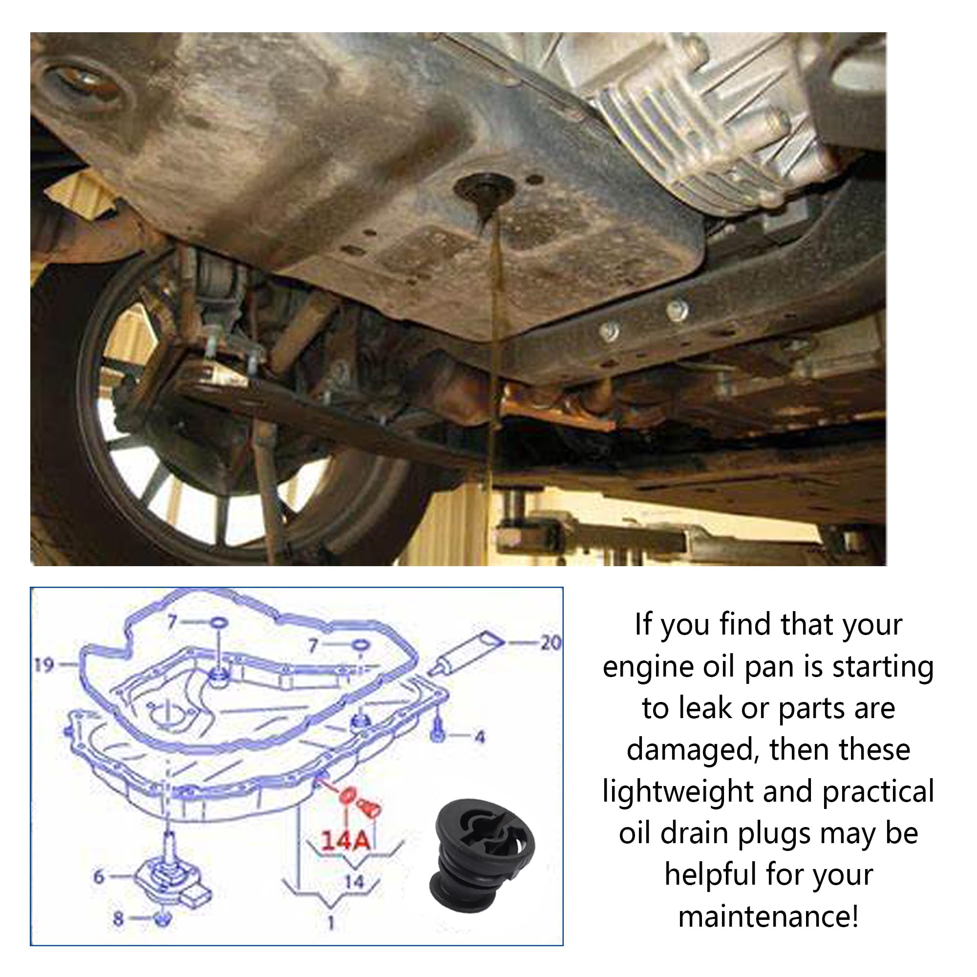 6Pcs Car Engine Oil Drain Plug With Oil Drain Plug Removal Tool Replacement Oem#06L103801,Compatible With Volkswagen Audi,Perfec