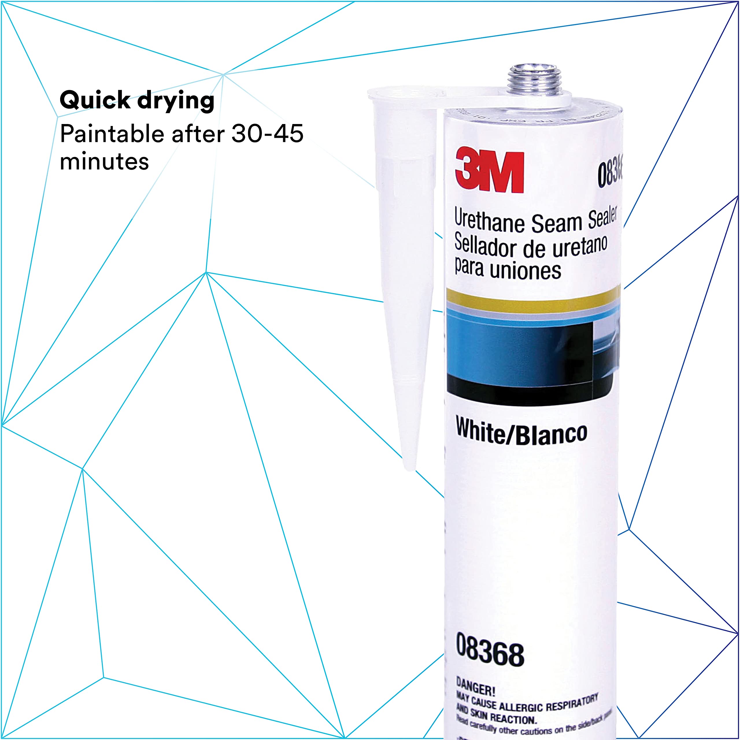 3M Urethane Seam Sealer, 08368, White Color, High Solids, Permanently Flexible, 310Ml/10.5 Fl Oz Cartridge