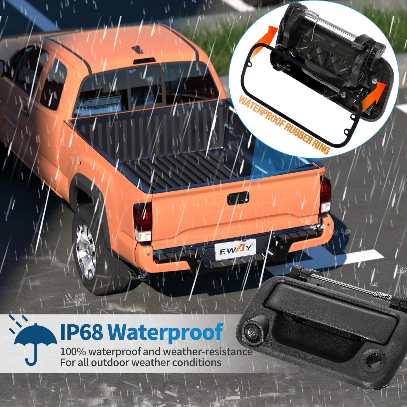 Eway Tailgate Handle Rear Backup Camera For 2004-2016 Ford F150 F250 F350 F450 F550 Super Duty Explorer Lobo, Lincoln Mark Lt Ta