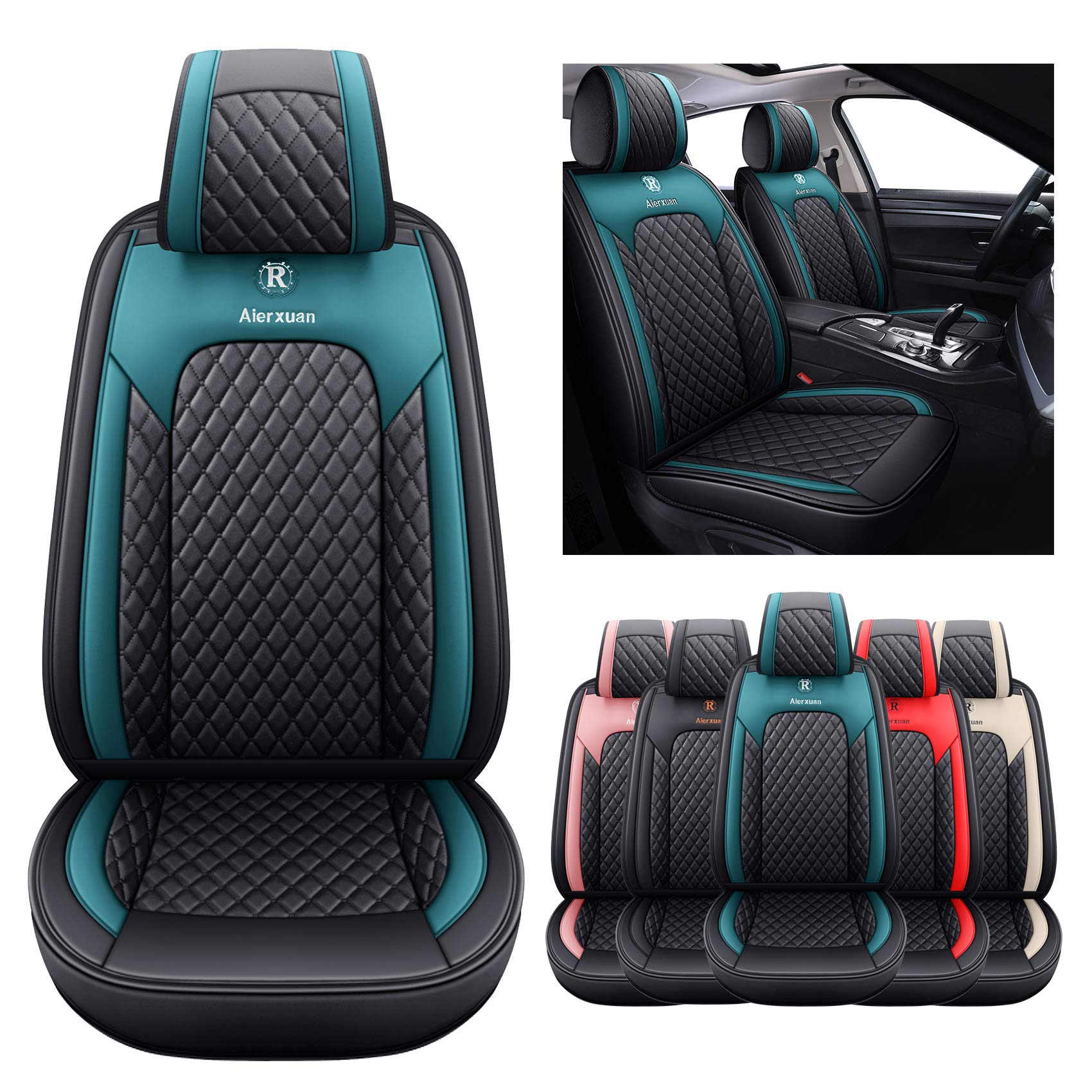 Aierxuan Front Seat Covers For Cars Leather Waterproof Cushions Universal Fit For Honda Accord Civic Toyota Corolla Highlander F