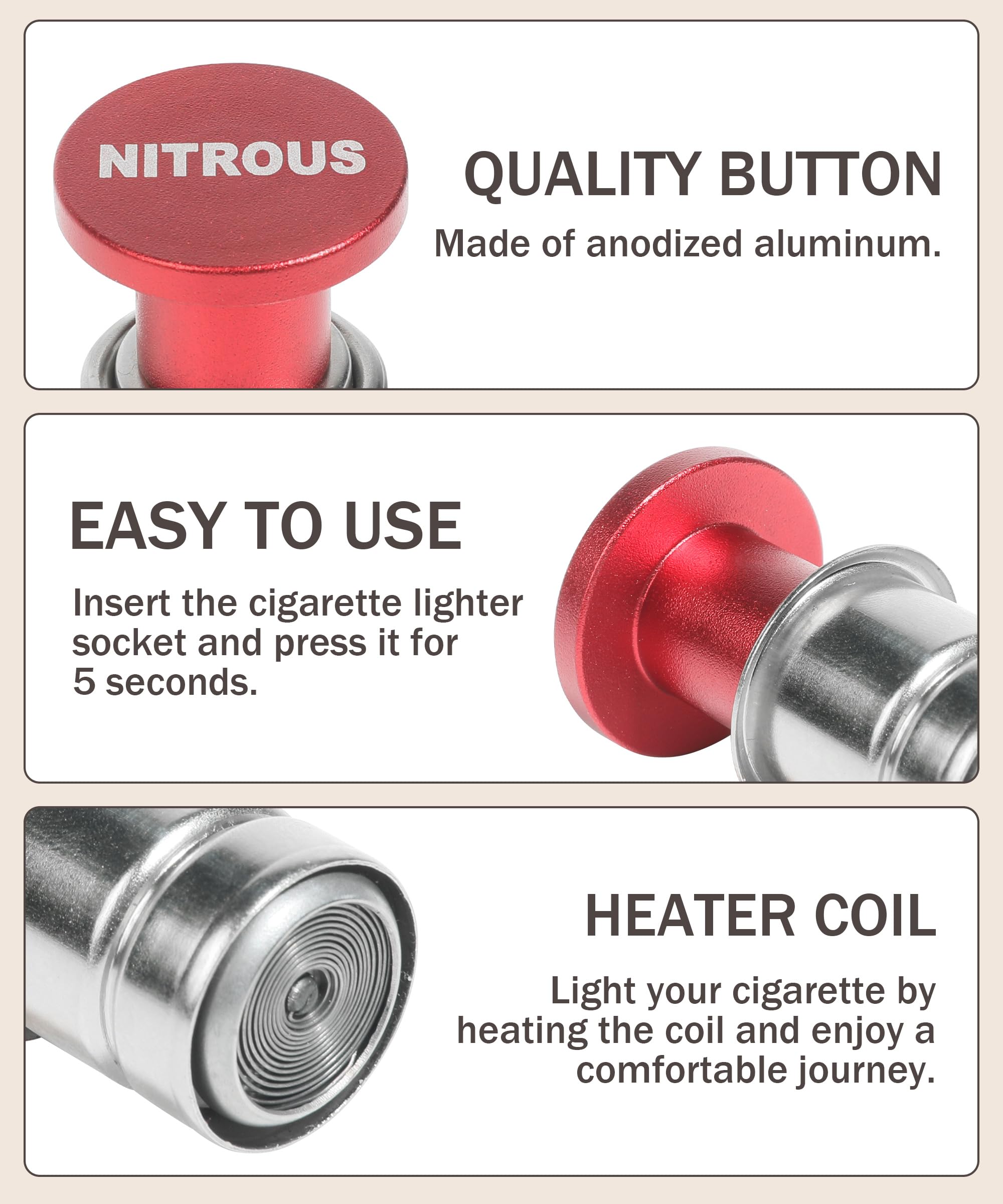 Bylikeho Car Cigarette Lighter,Cigarette Lighter Plug,Car Accessories Car Cigarette Lighter,12V Anodized Aluminum Cigarette Ligh