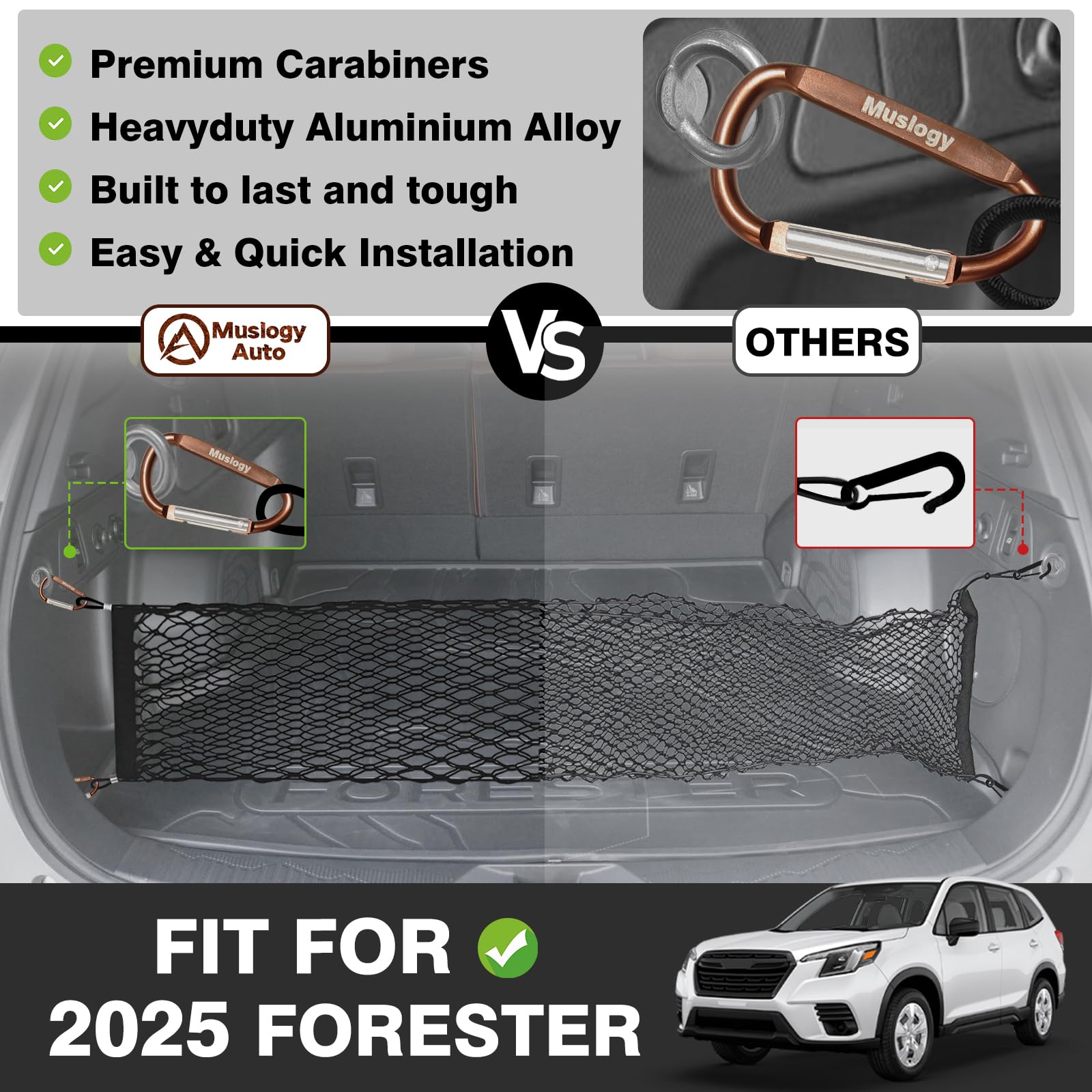 Muslogy Envelope Style Rear Trunk Mesh Cargo Net Compatible With 2025 Subaru Forester Base Premium Sport Limited Touring Accesso