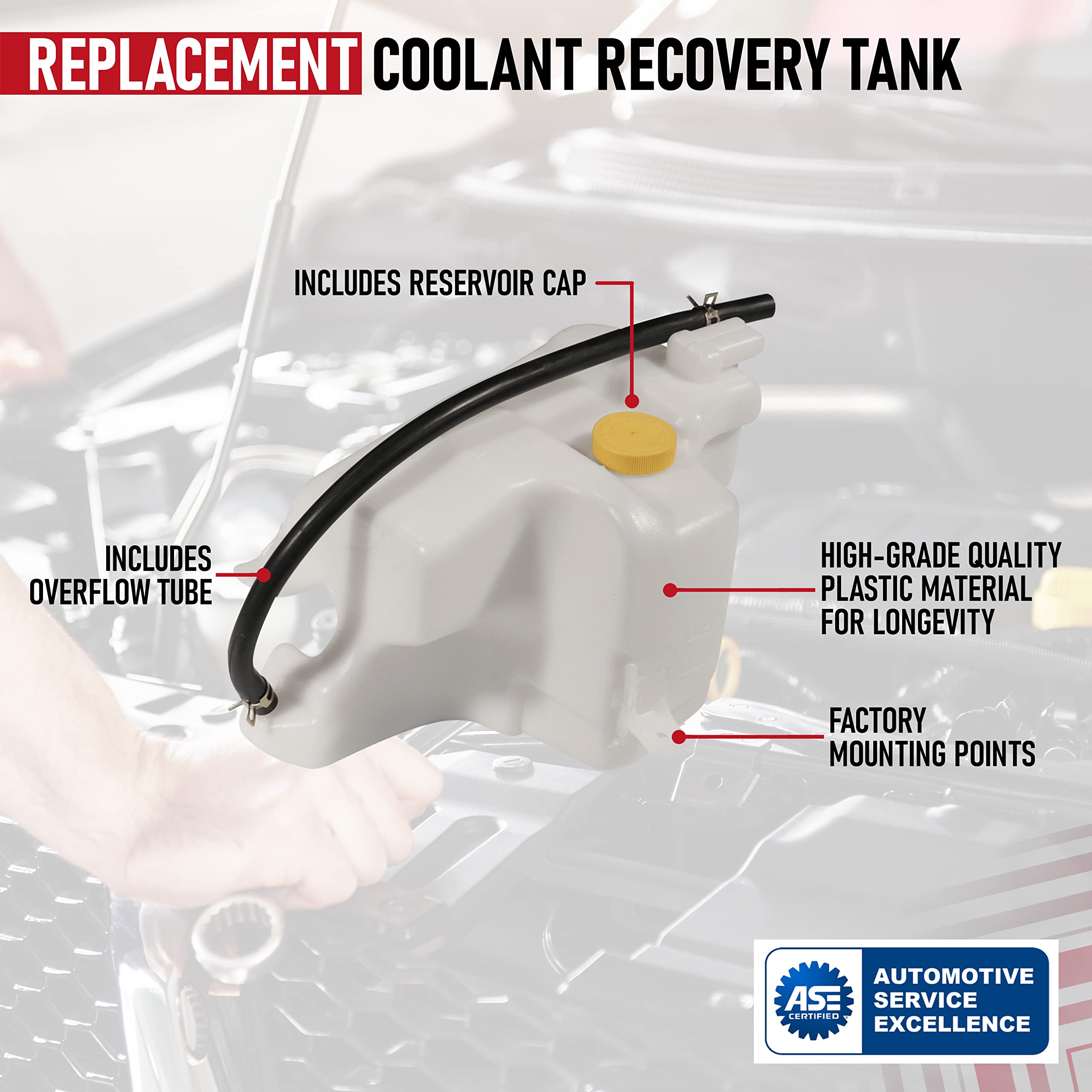 Coolant Reservoir Tank With Overflow Tube - Replaces 21710 -8J000, Ni3014105, 603-614 - Compatible With Nissan Vehicles - 2002 -
