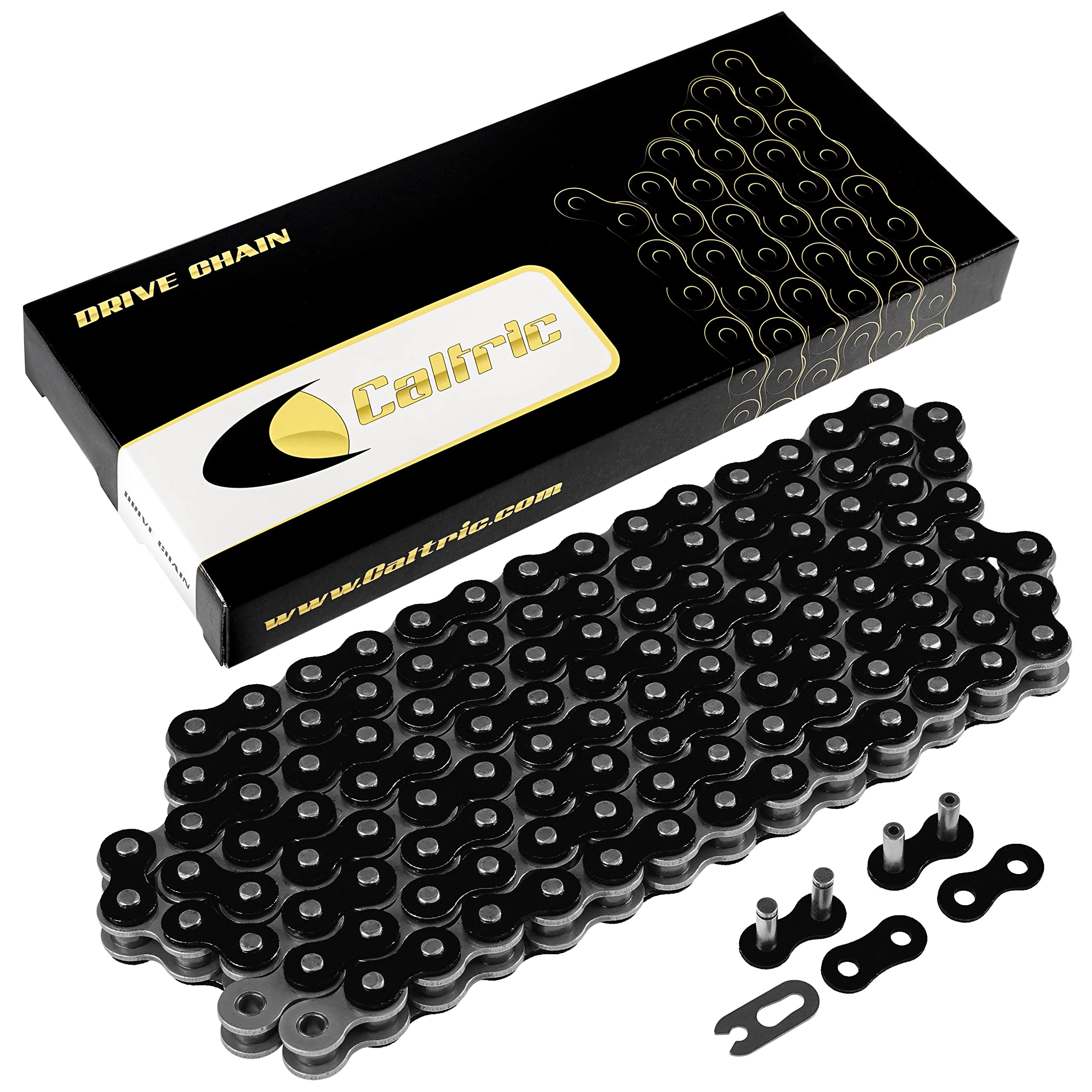 Caltric Black Drive Chain Compatible with Bike/Motorcycle 530 x 120 530-Pitch 120-Links Non O-Ring