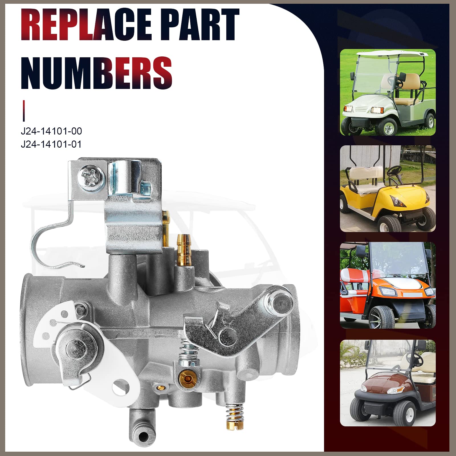 QAZAKY Carburetor Compatible with Yamaha G1 Golf Cart Gas 2-Cycle Engine J24-14101-01 J24-14101-00 Carb 1989 1988 1987 1986 1985