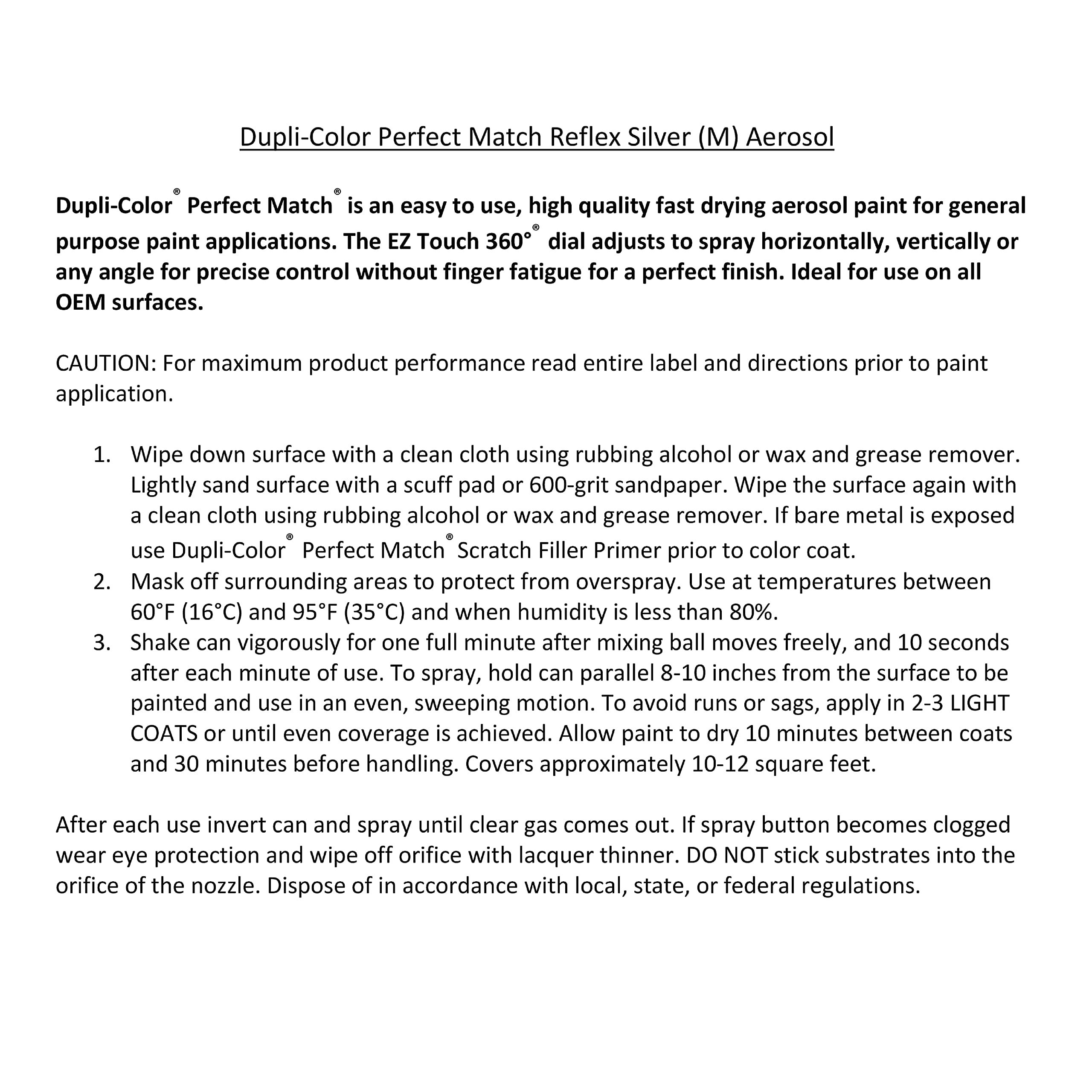 Dupli-Color Ebvw20397 Perfect Match, Reflex Silver (M), 8 Oz.