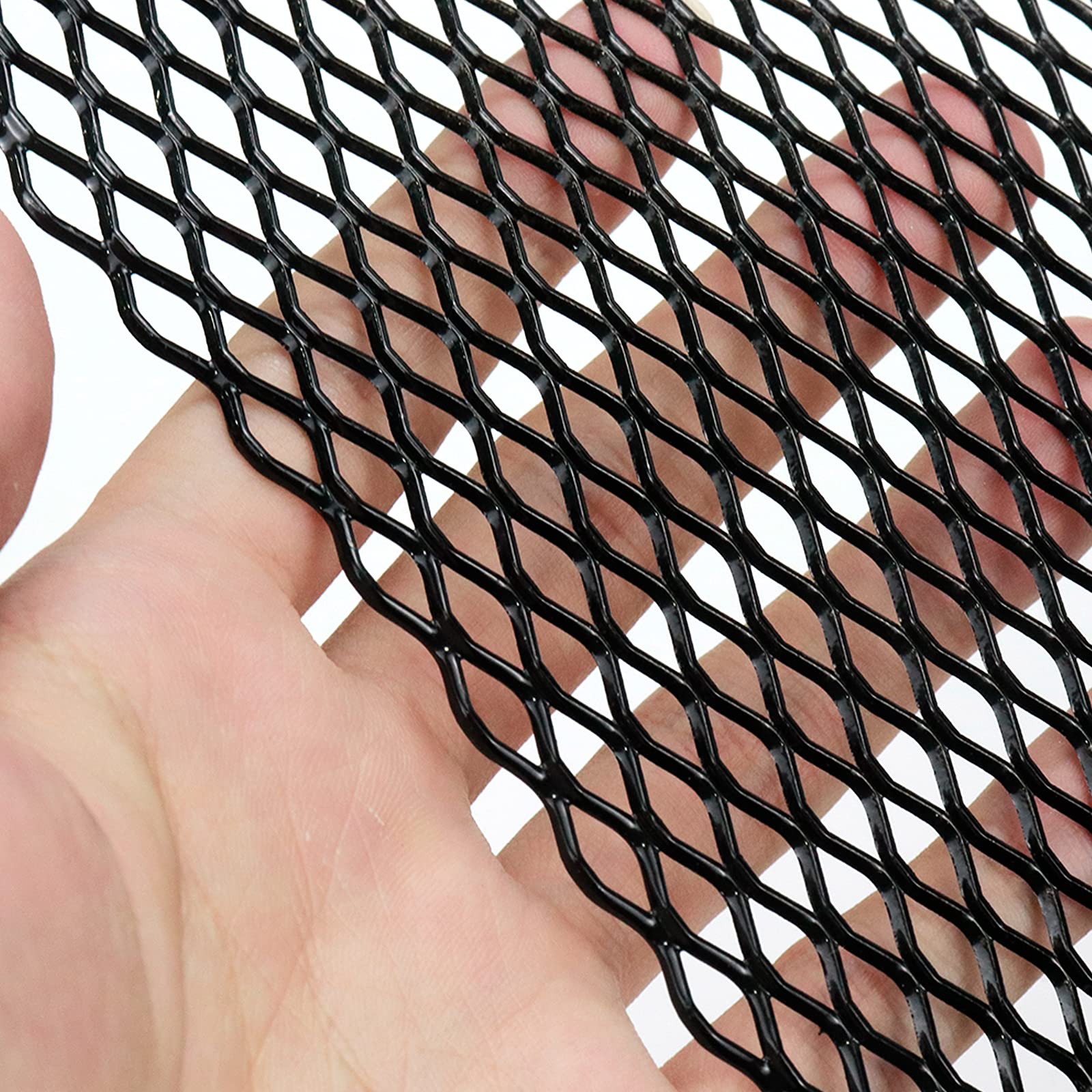 Modengzhe 40 X 13 Inch Car Grill Mesh Sheet, Black Painted Aluminum Alloy Multifunctional Grille Mesh Roll, 6 X 12 Mm Hexagon-Sh