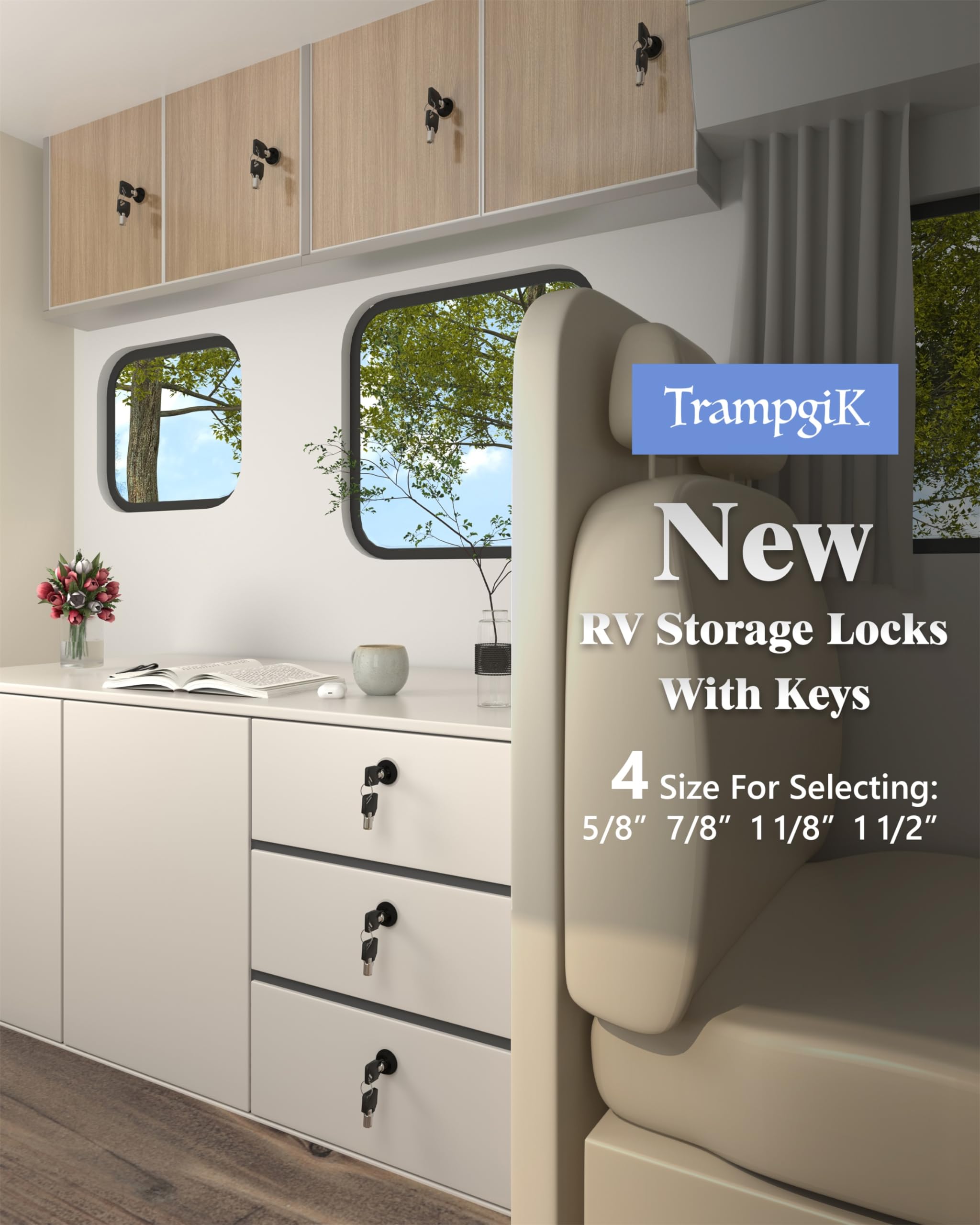 Trampgik Rv Storage Locks, 1 1/8    Camper Compartment Storage Door Locks With Keys, For Rv Camper Travel Trailer,Drawer Cabinet