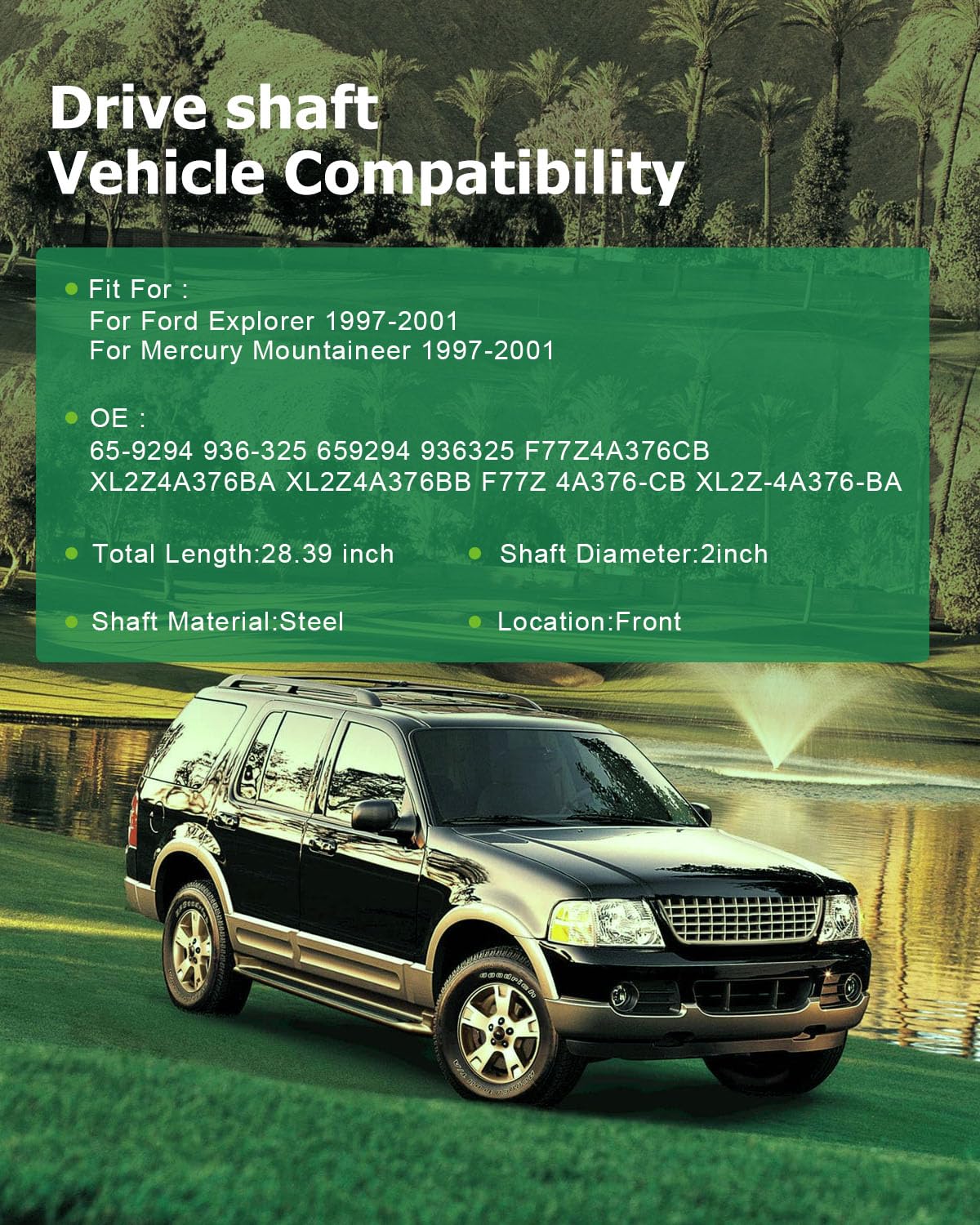 Scitoo 28.39'' Front Drive Shaft Assembly Propeller Shaft Compatible For Ford Explorer For Mercury Mountaineer 1997-2001 65-9294