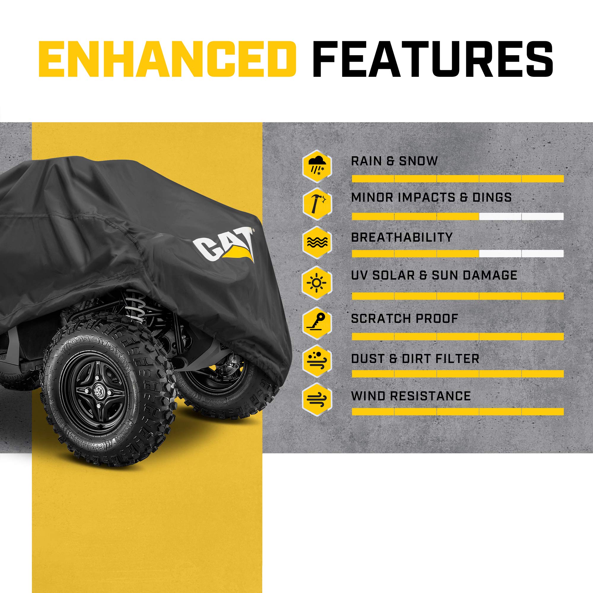 CAT MudShield ATV Cover Waterproof Heavy Duty Outdoors All Terrain Vehicle 4 Wheeler Accessories ATV Quad Cover Polaris ATV Cove