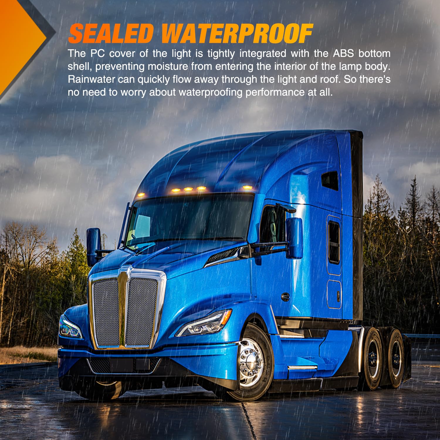 Nilight Cab Roof Marker Light 5 Pcs 4 Led Amber Top Clearance Indicator Lights Waterproof Surface Mount For Heavy Duty Trucks Tr