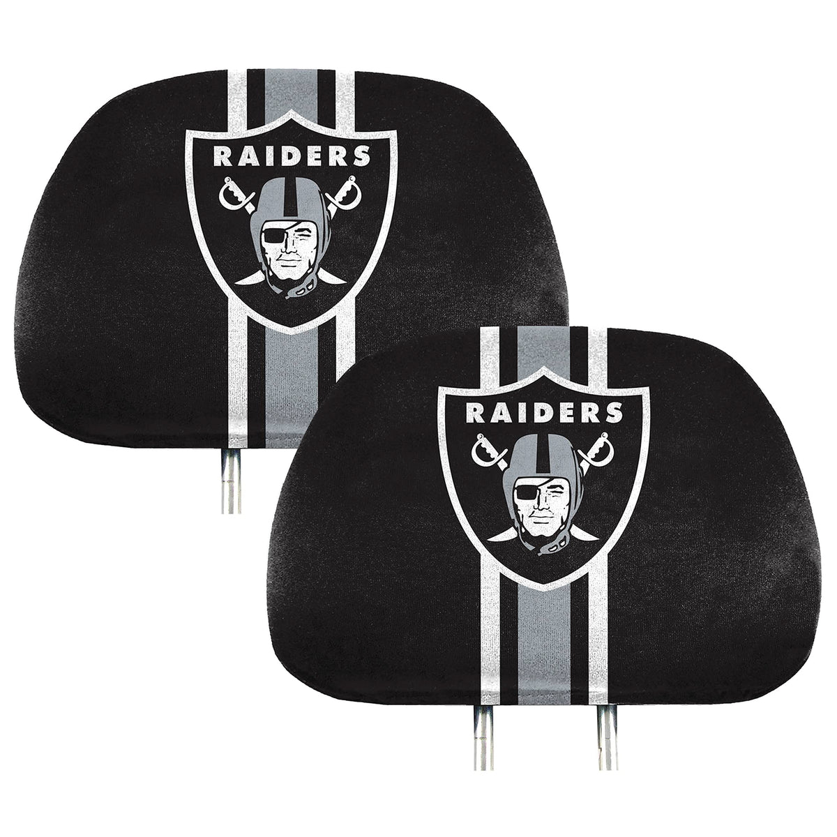 FANMATS 62023 Las Vegas Raiders Printed Head Rest Cover Set - 2 Pieces