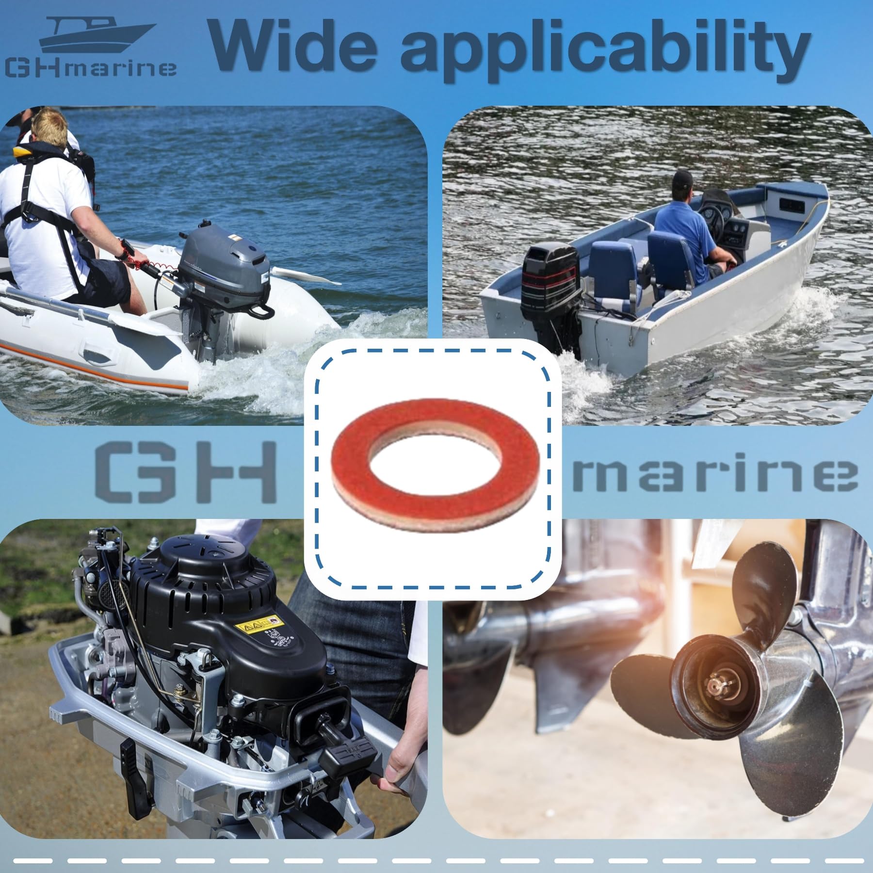 Ghmarine 20 Packs 90430-08020 Lower Unit Oil Drain Gaskets For Yamaha 4 Stroke Outboard Motors Gear Case Seals 90430-08003