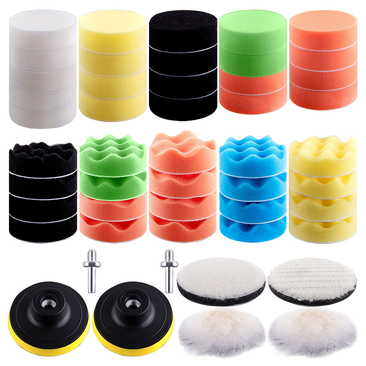 Siquk 48 Pieces Car Polishing Pad Kit 3 Inch Buffing Pads Sponge Polishing Pads Foam Buffer Polish Pads Car Polisher Attachment 