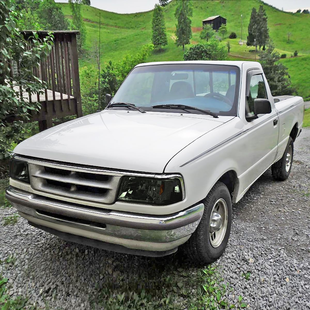 Spec-D Tuning Smoke Lens 1Pc Led Strip Headlights + Corner Lights Compatible With Ford Ranger 1993-1997 L+R Pair Head Light Lamp Assembly