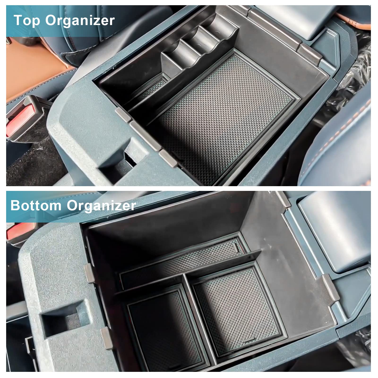 Cdefg For 2022 2023 2024 Maverick Pickup Truck Center Console Organizer Tray 2022 2023 2024 Maverick Armrest Trays Storage Box Coin Container 2022-2024 Maverick Truck Accessories, 2-Pack(Black Trim)