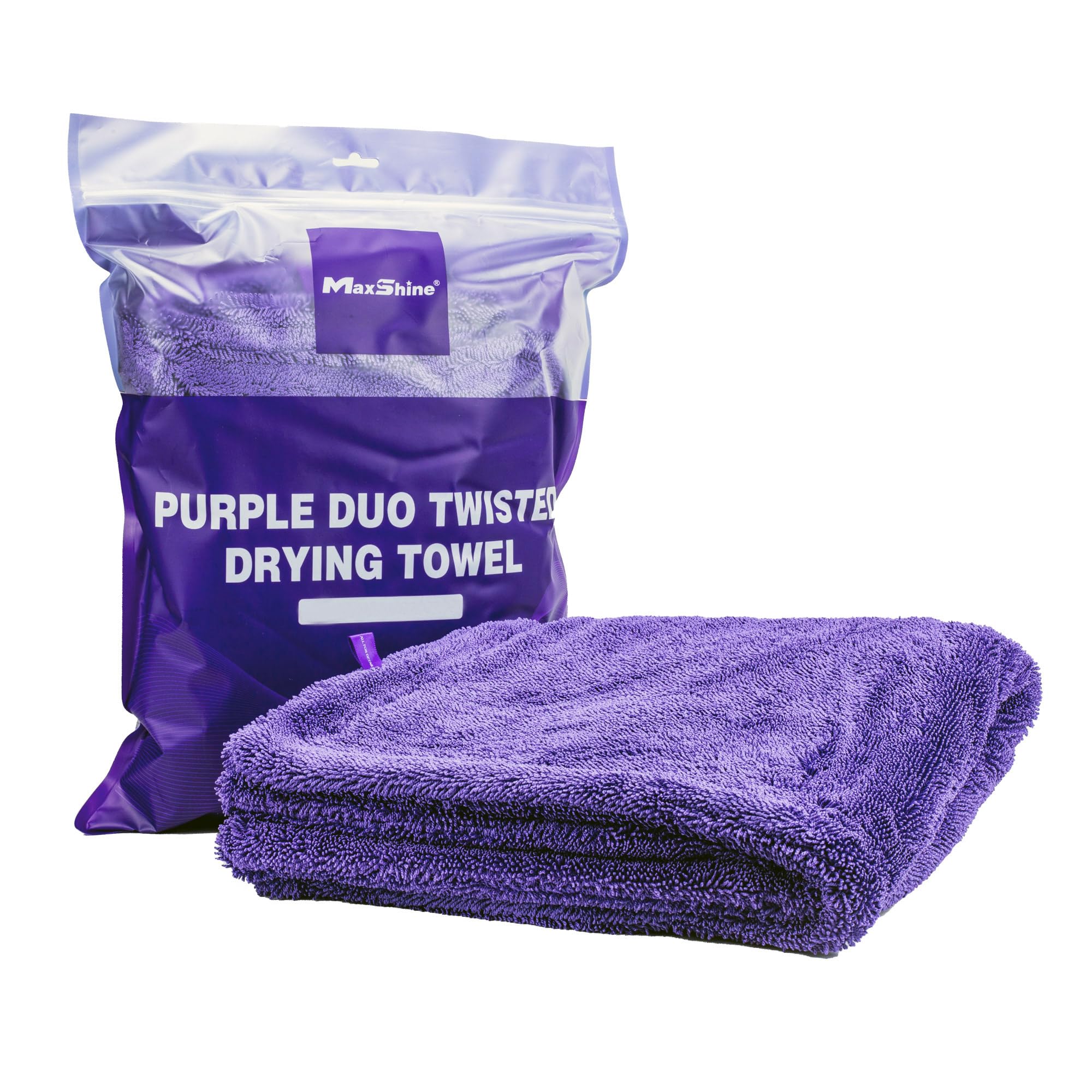 Maxshine 20 x 24 Universal Purple Car Drying Towel  1200 GSM RinseFree DoubleSided Microfiber  Plush, Super Absorbent Towe