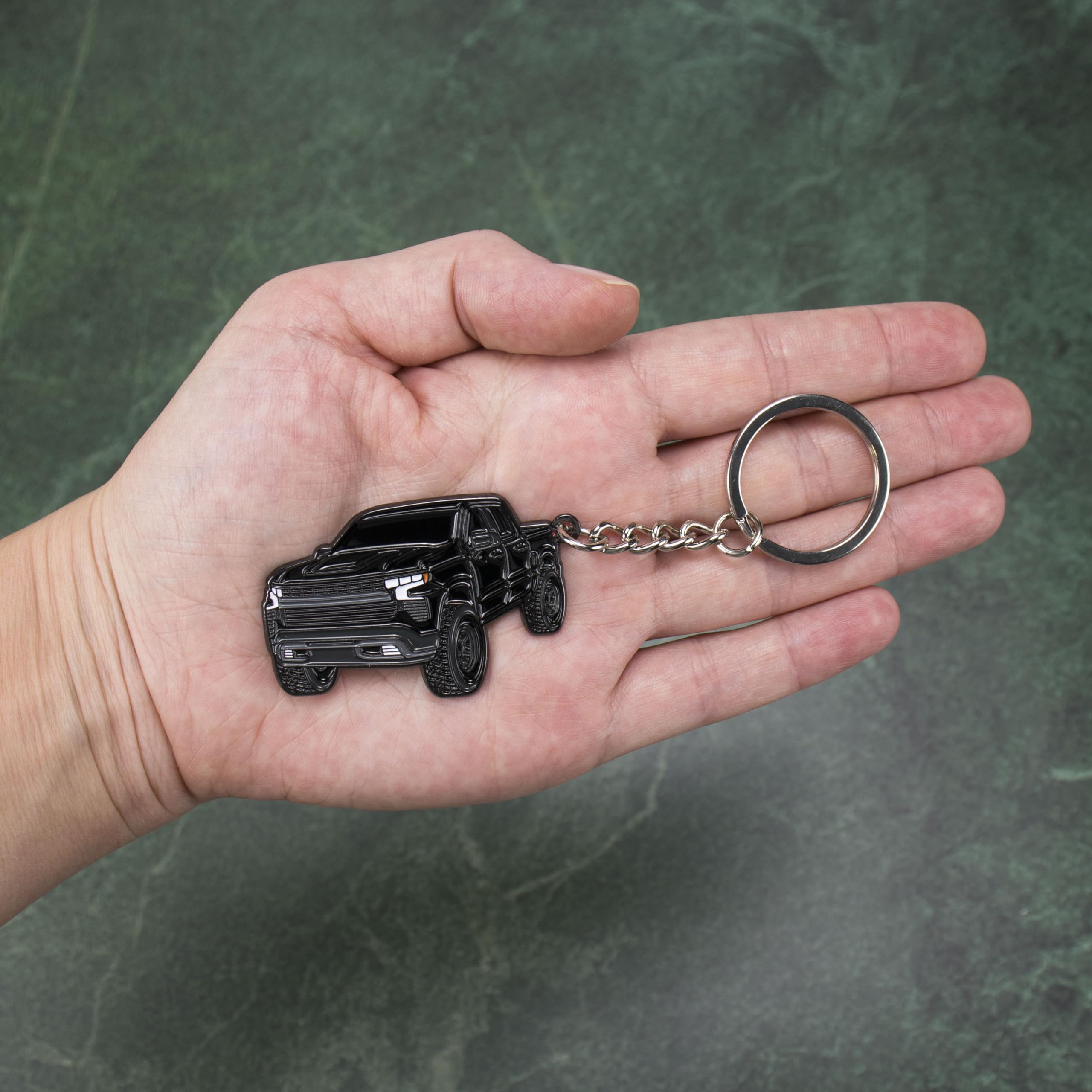 Four Wheel Beast Chevy Keychain Compatible With Chevy Silverado 1500 Accessories - Toy Truck Gifts Men Key Fob (Black)