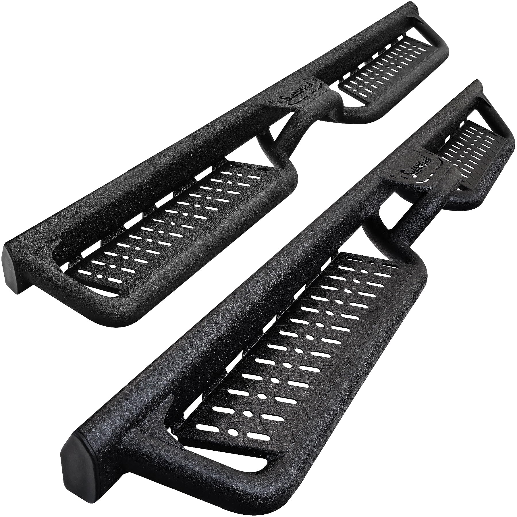 Smanow Running Boards Compatible With 2009-2018 Dodge Ram 1500 Crew Cab (Incl. 2019+ Classic Model), 2010-2024 Ram 2500 3500 Crew Cab, Black Side Steps, Step Bars Nerf Bars With Middle Steps.