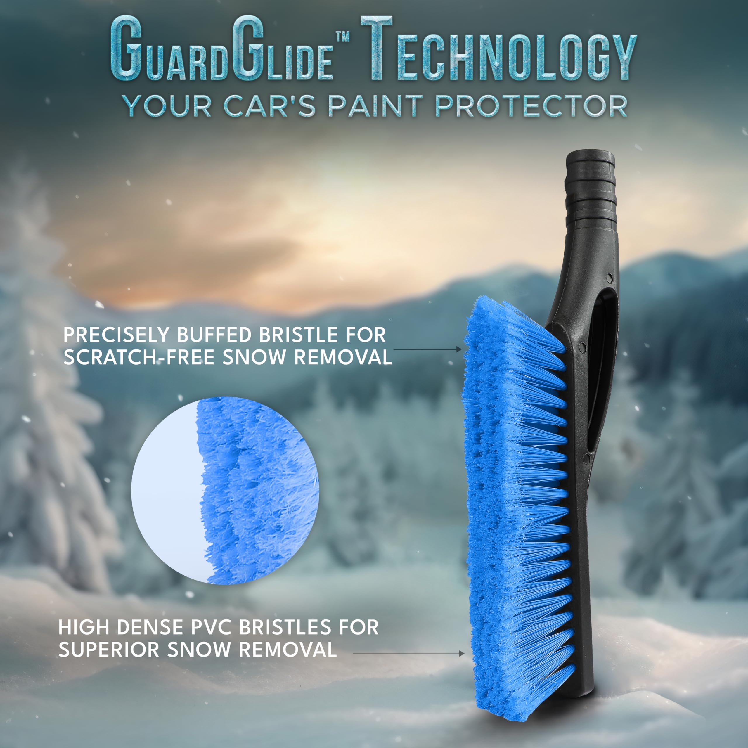 Econour 27'' Aluminum Car Snow Scraper And Brush | Weaved Bristle Head With Metal Body Ice Scraper For Car Windshield | Tough Sh