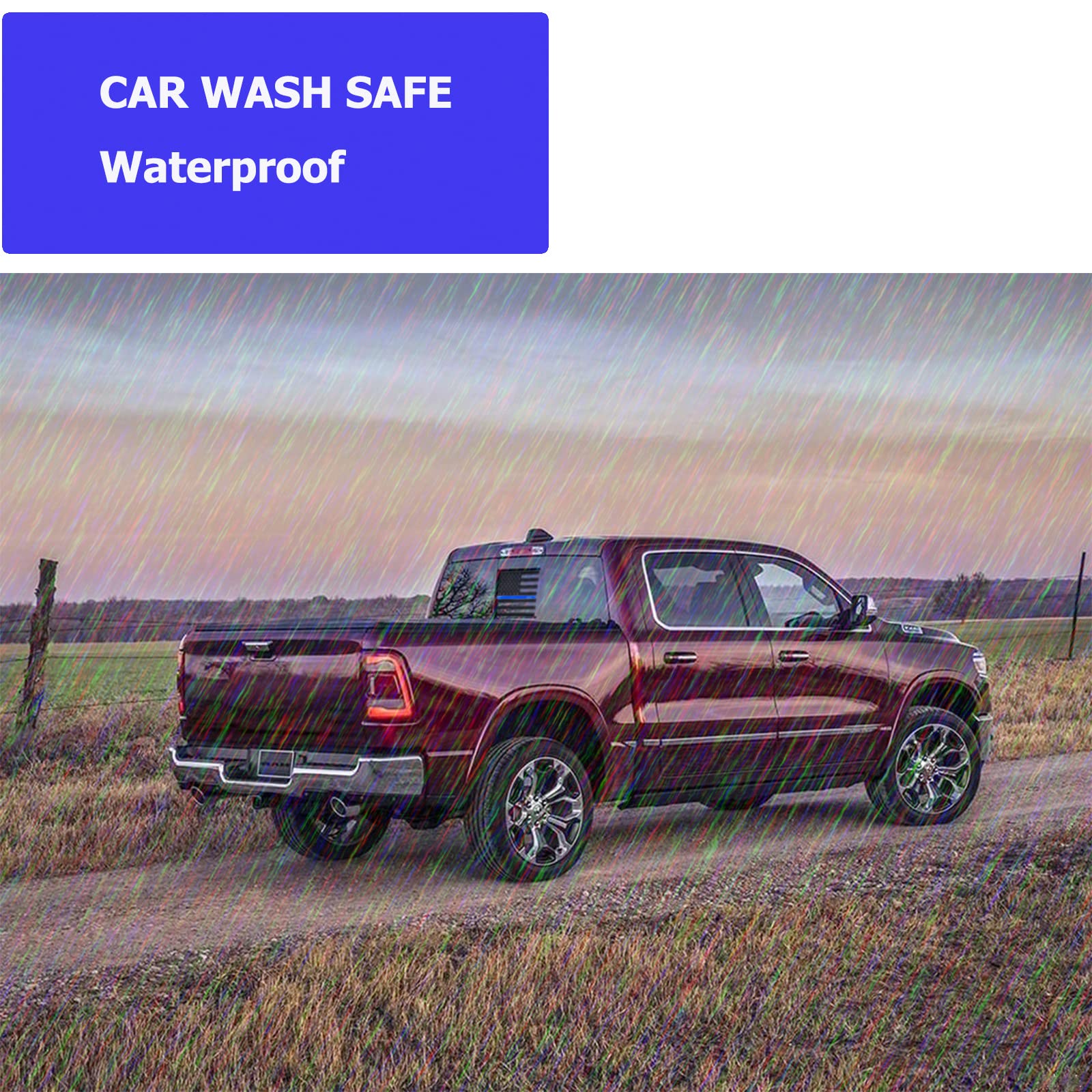 Alicatong Fits Chevy Silverado And Gmc Sierra 2004-2016 2017 2018 Rear Back Middle Window American Usa Flag Vinyl Decal Matte Bl