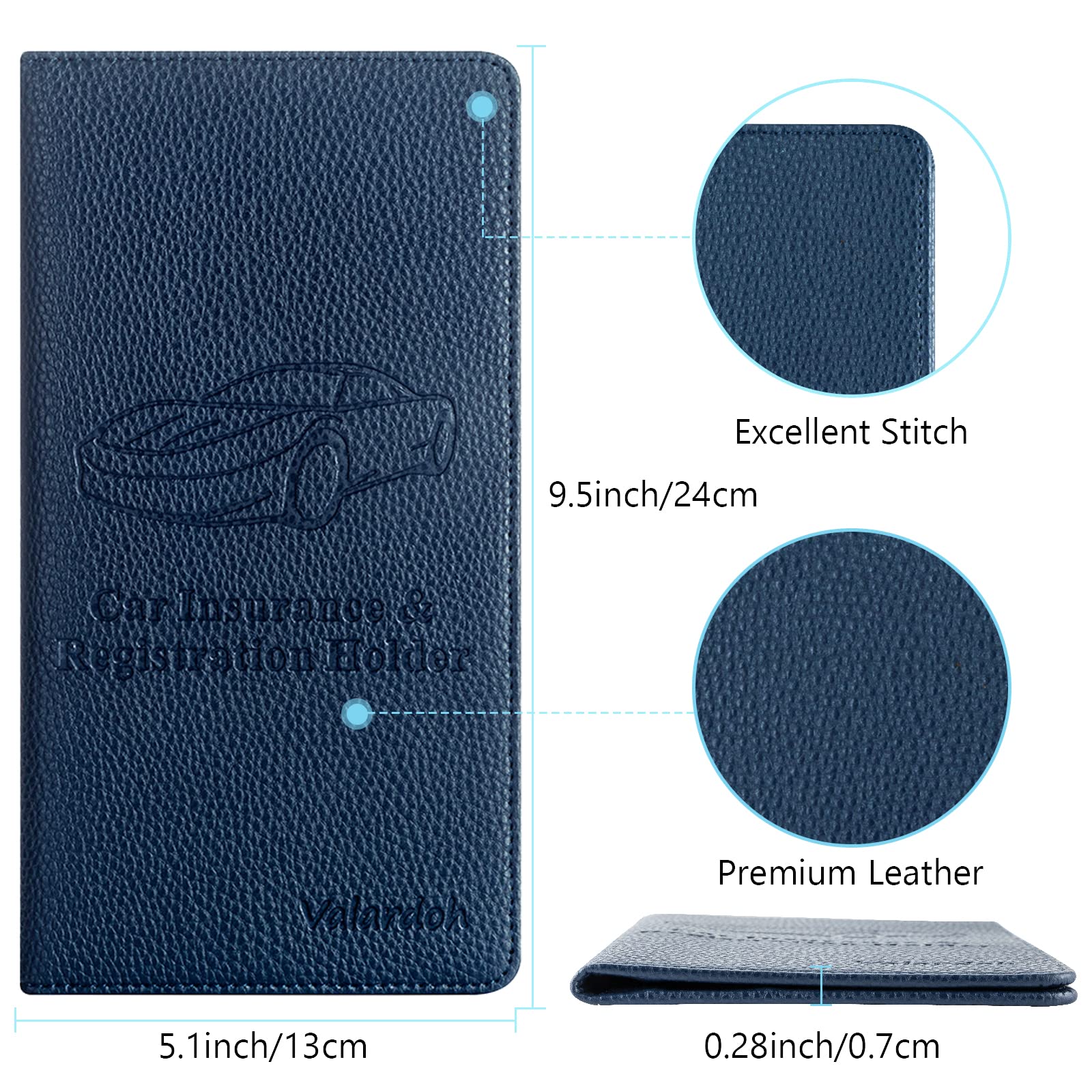 Valardoh Premium Car Registration And Insurance Card Holder, Car Document Holder For Cards, Driver License & Other Essential Doc